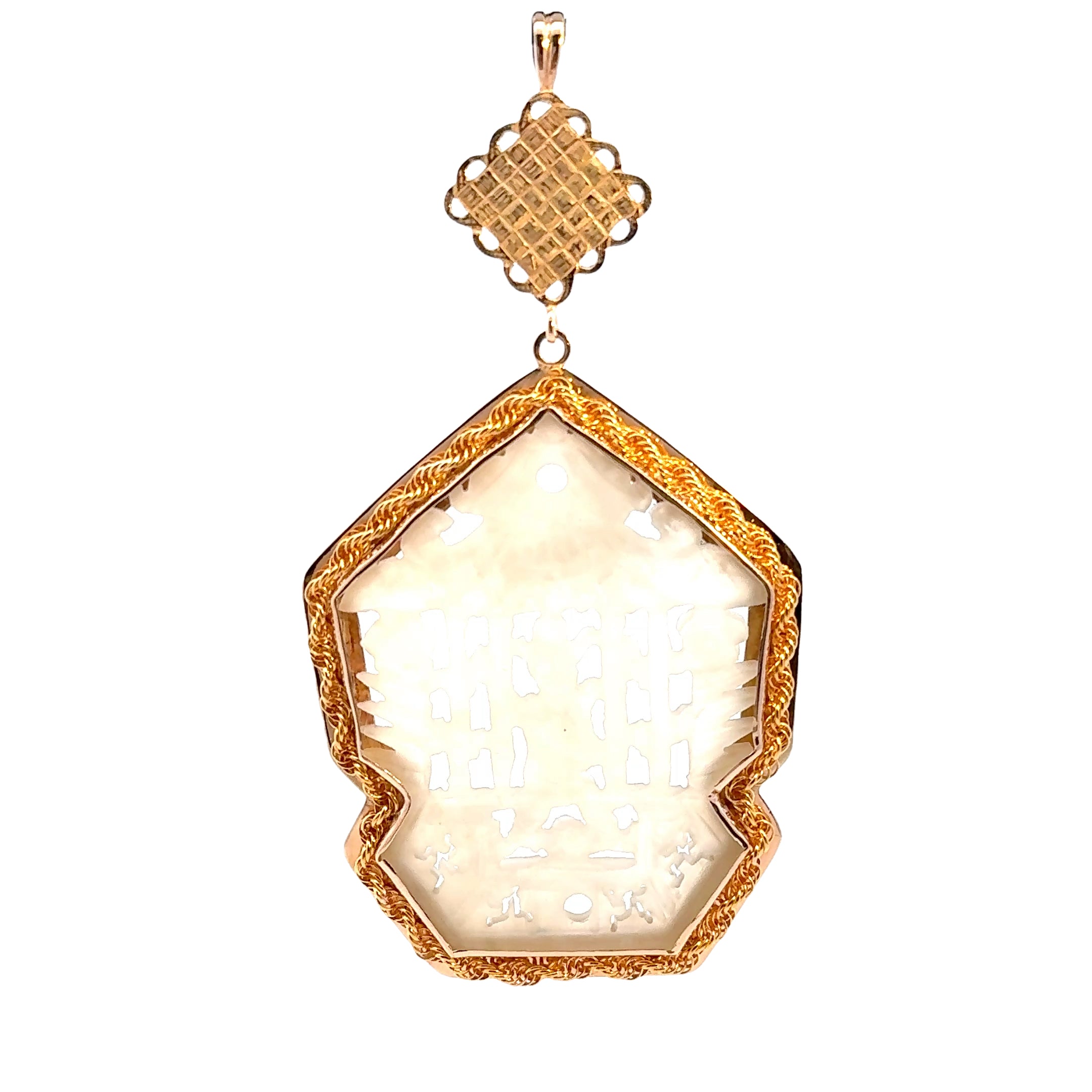 14KY Gold Artisan Carved Soapstone Necklace