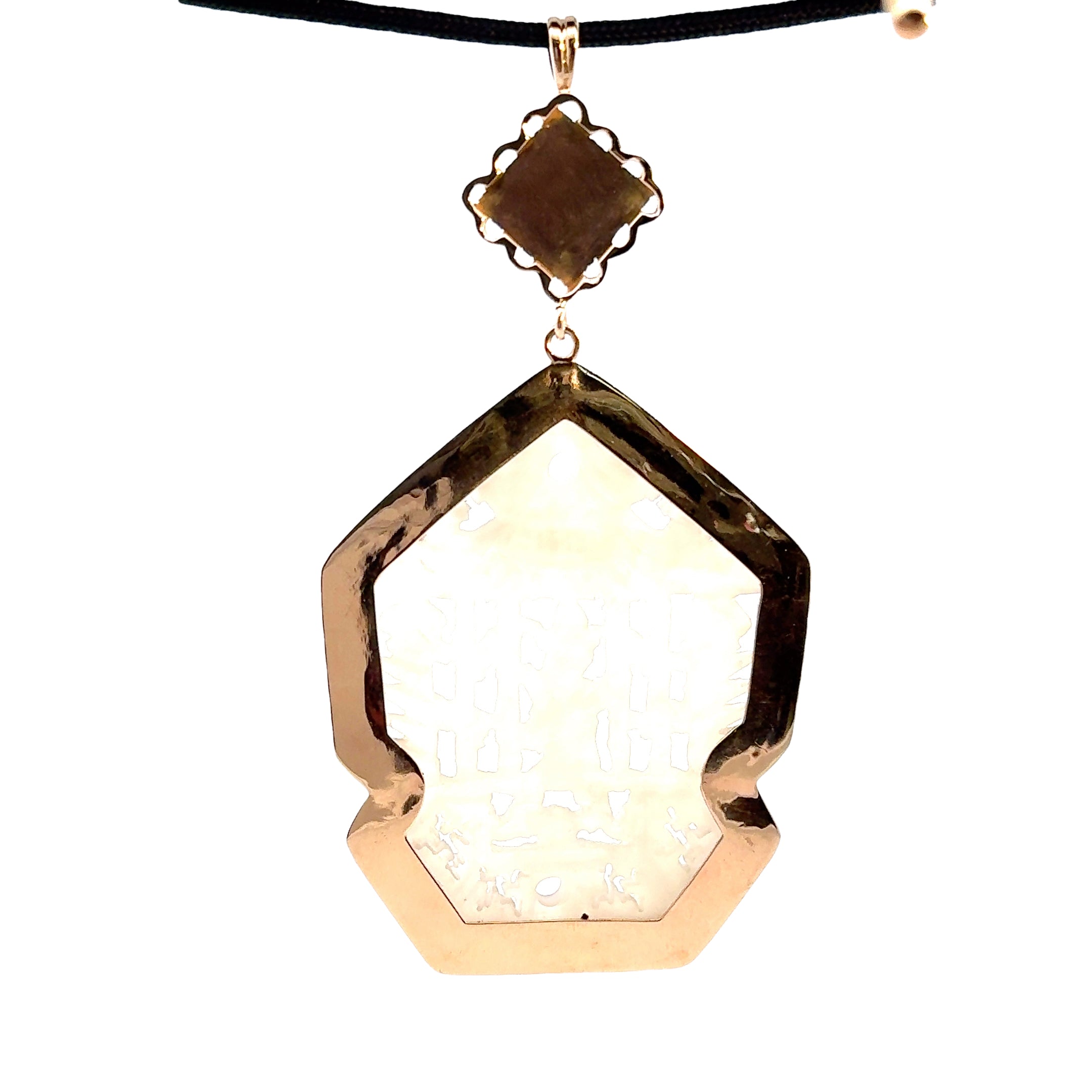 14KY Gold Artisan Carved Soapstone Necklace