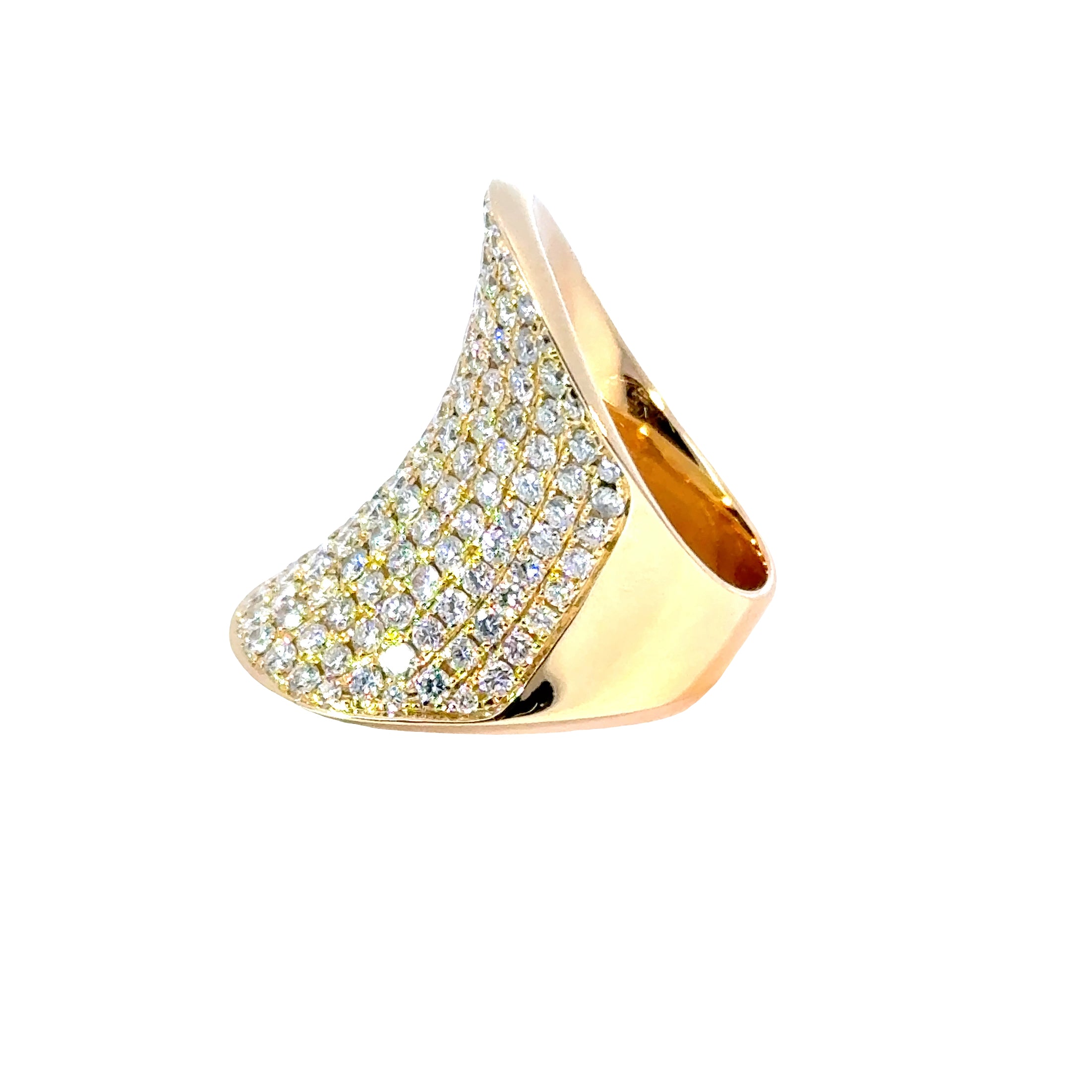 18k Yellow Gold 157 Natural White Pave Diamond Ring
