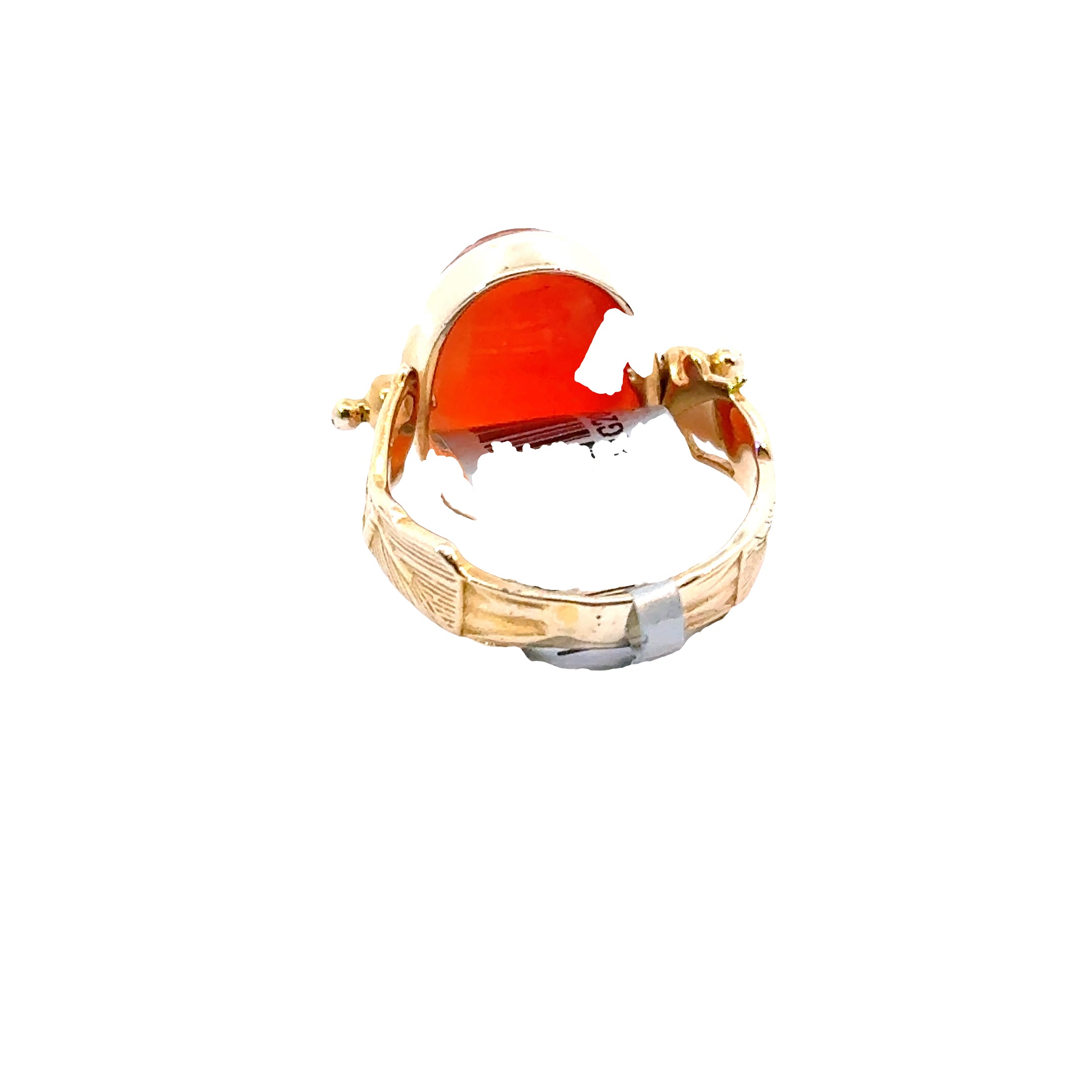 22KY Carved Orange carnelian Egyptian Fashion Ring