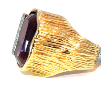 14K, Yellow Gold, Amethyst and Diamond Estate Ring