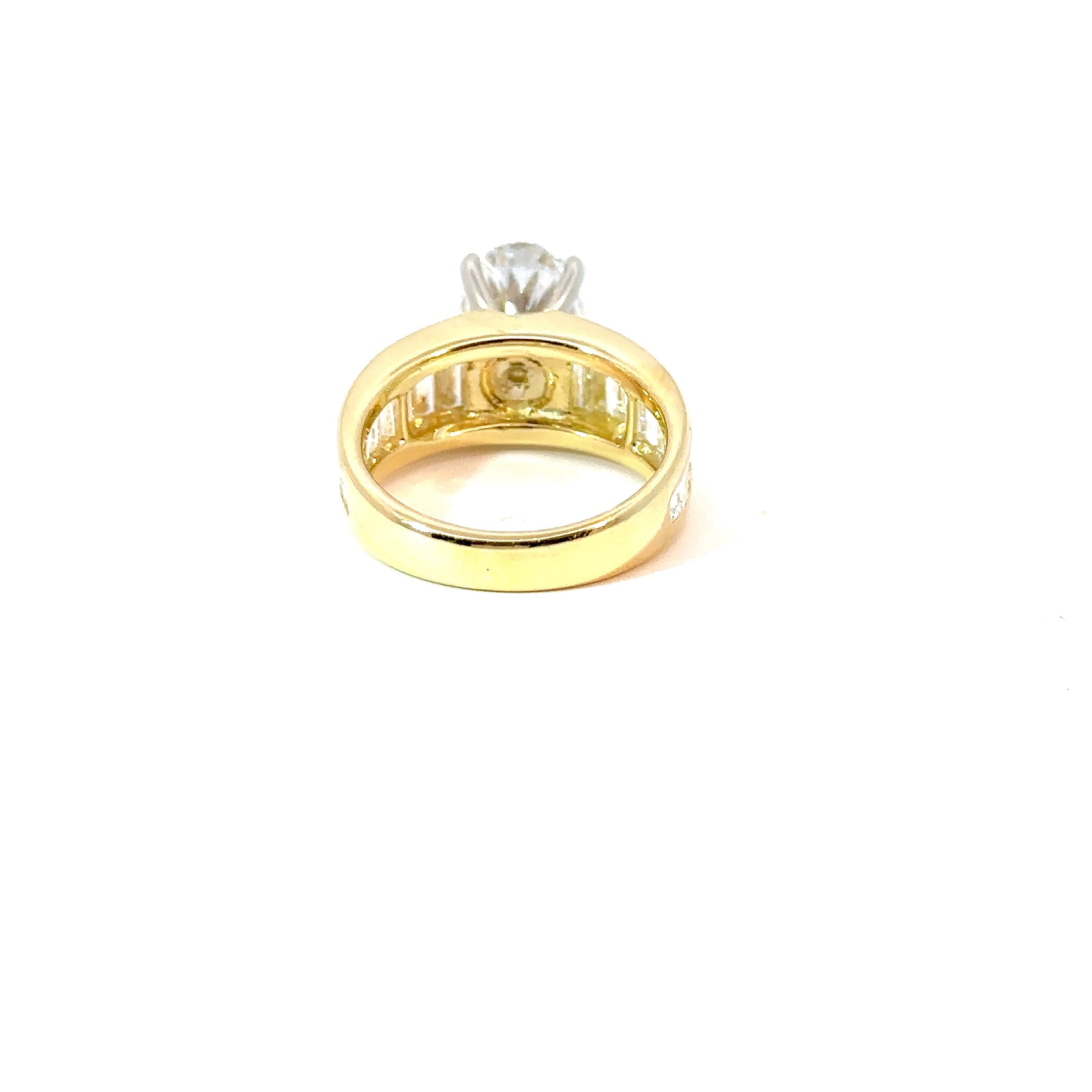 18KY Custom Oval Lab and Natural Baguette Diamond Fashion Ring