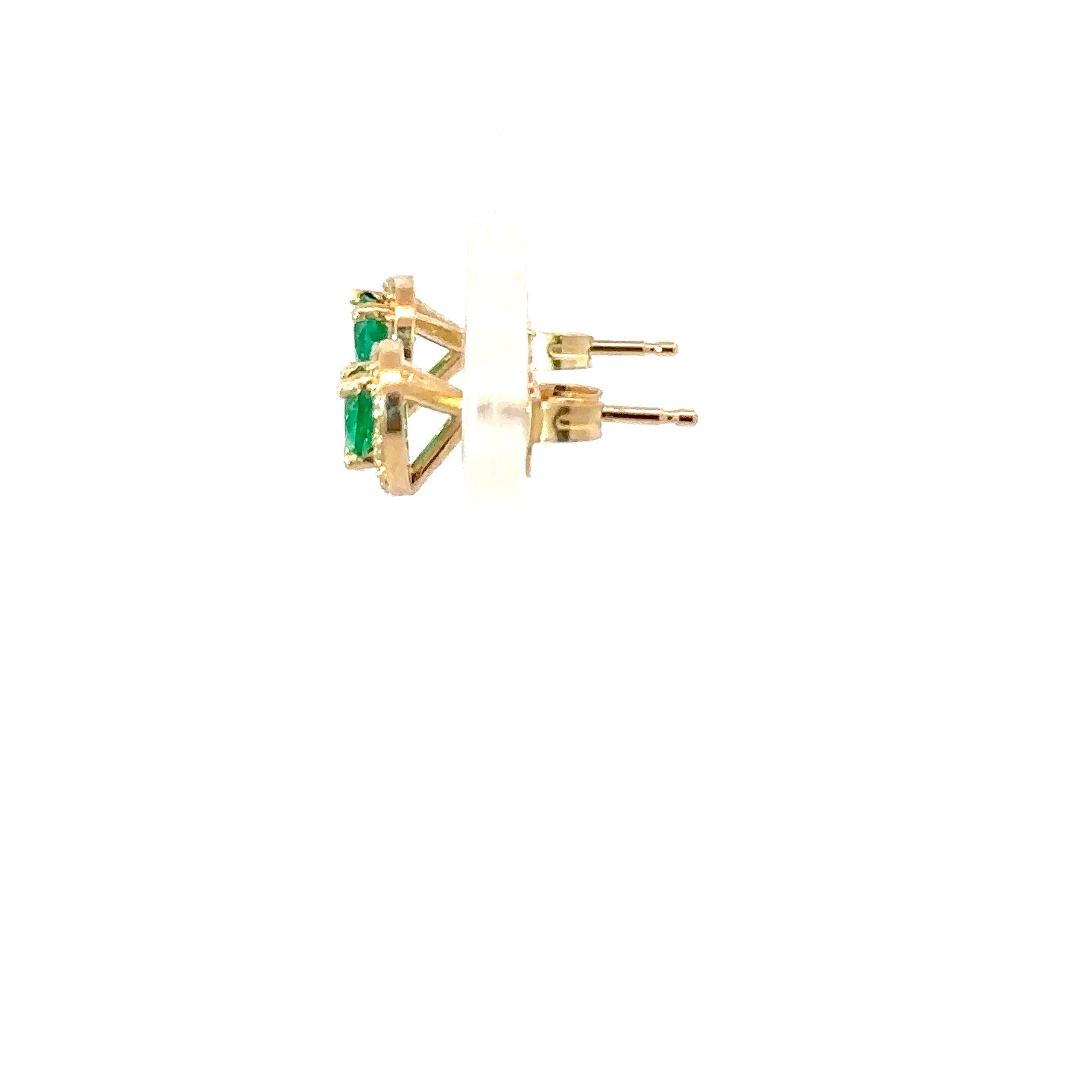 14KY Elegant Heart-Shaped Emerald & Diamond Halo Fashion Earrings