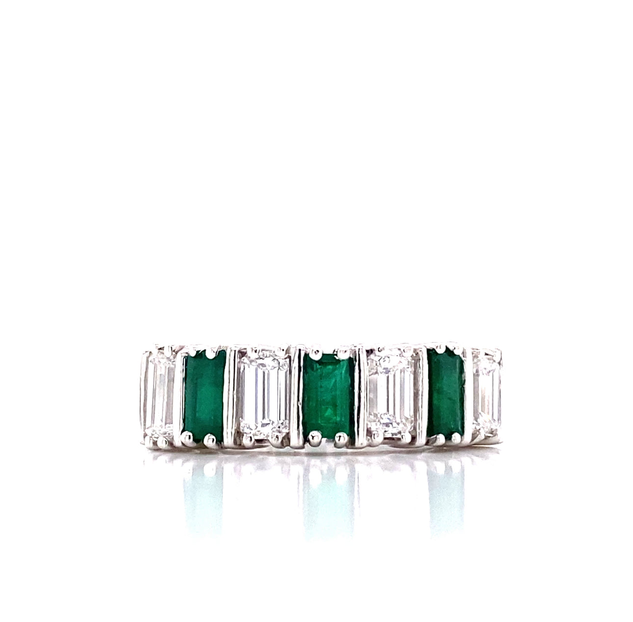 Platinum Custom Emerald and Diamond Fashion Ring