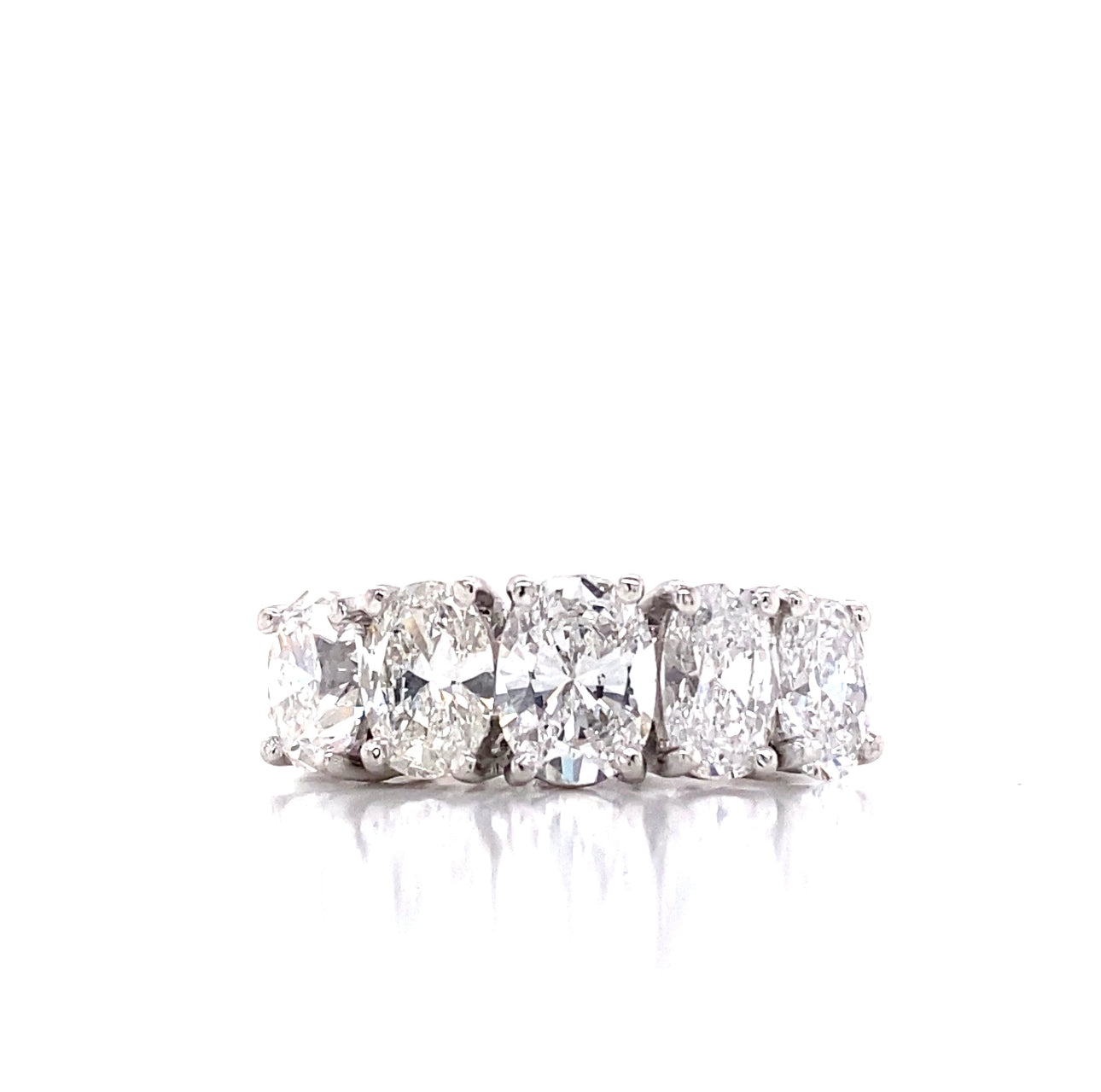 Platinum Custom Five Oval Diamond Fashion Ring