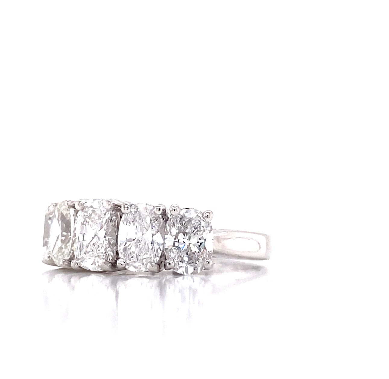 Platinum Custom Five Oval Diamond Fashion Ring