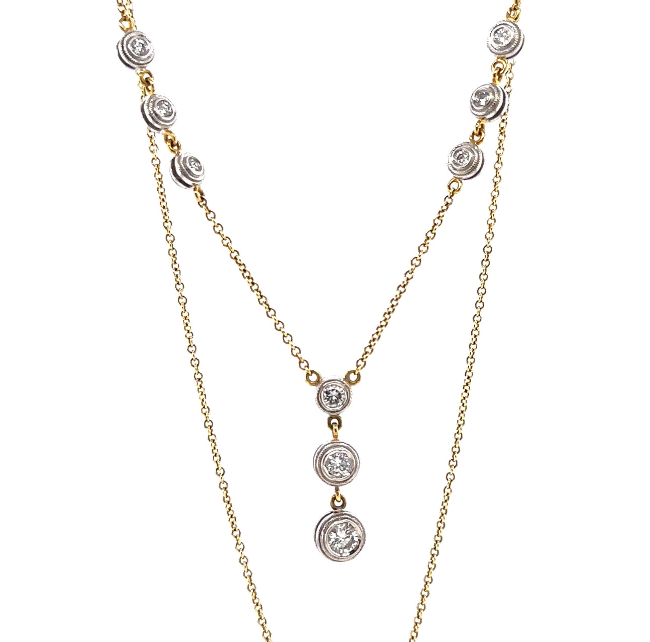 18KY/Platinum Diamonds & Link Fashion Necklace