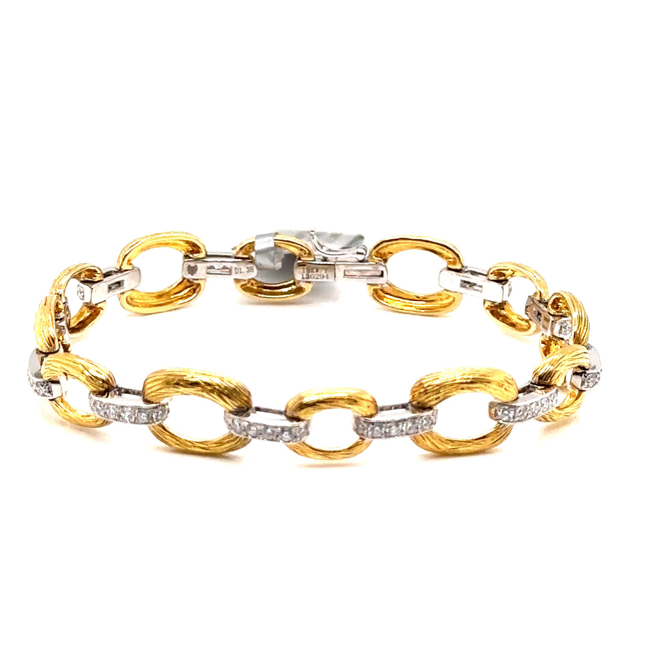 18K T/T Diamond Link Fashion Bracelet