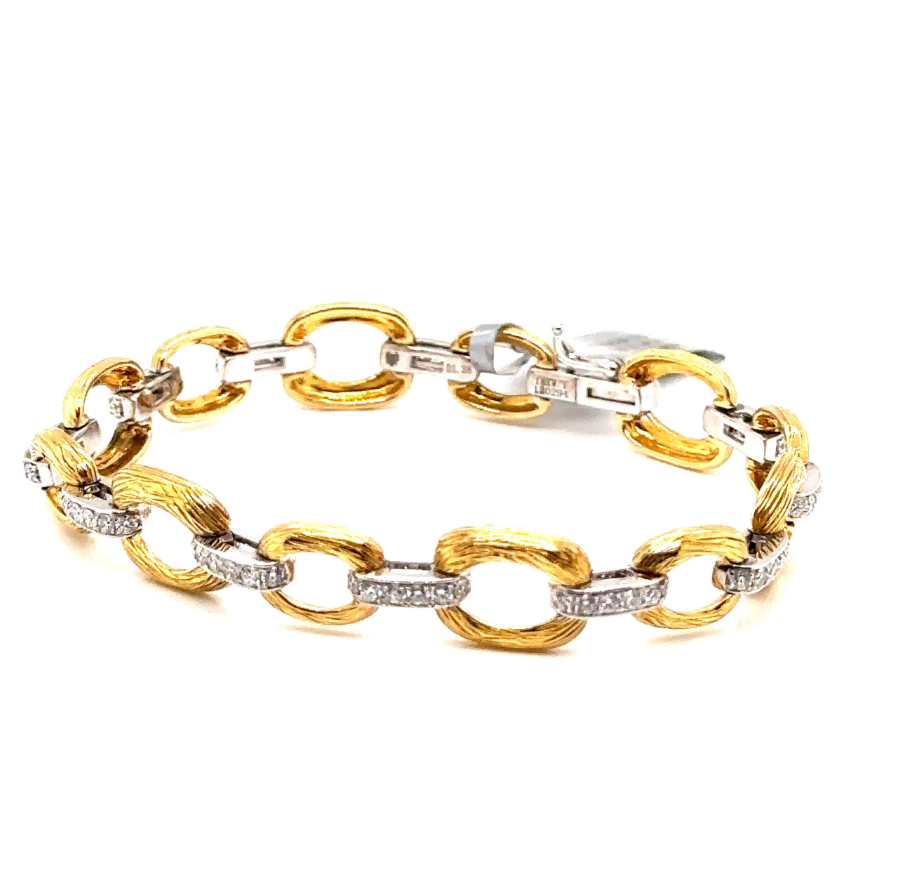 18K T/T Diamond Link Fashion Bracelet
