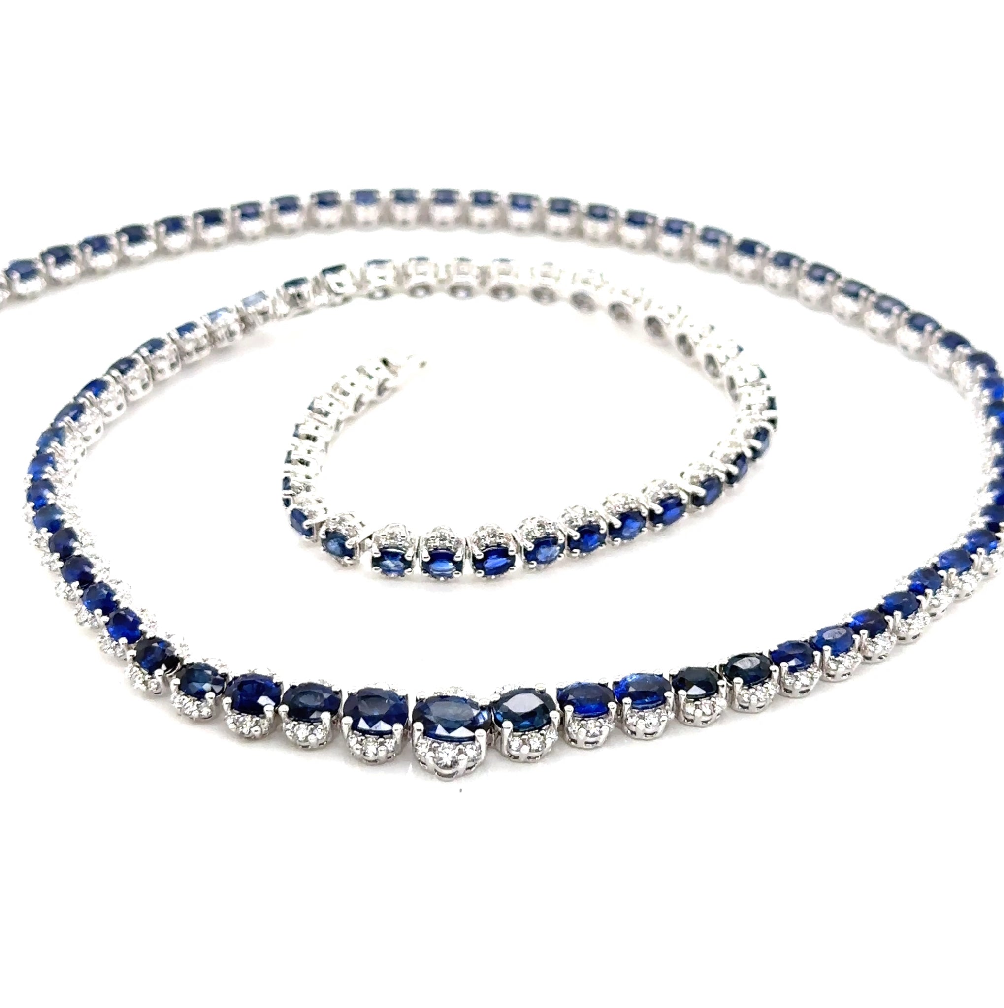 18KW Sapphire & Diamond Custom Necklace