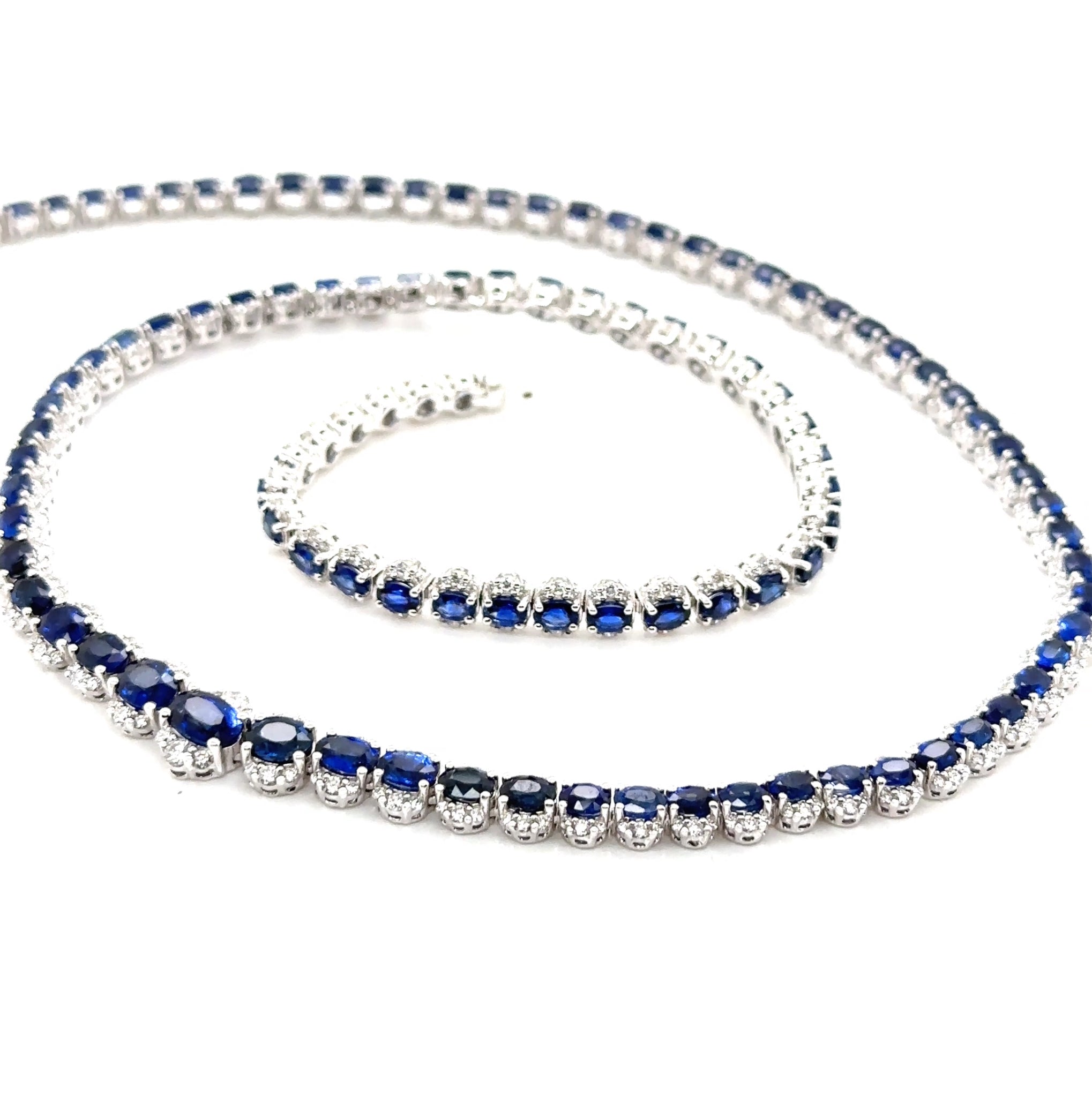 18KW Sapphire & Diamond Custom Necklace