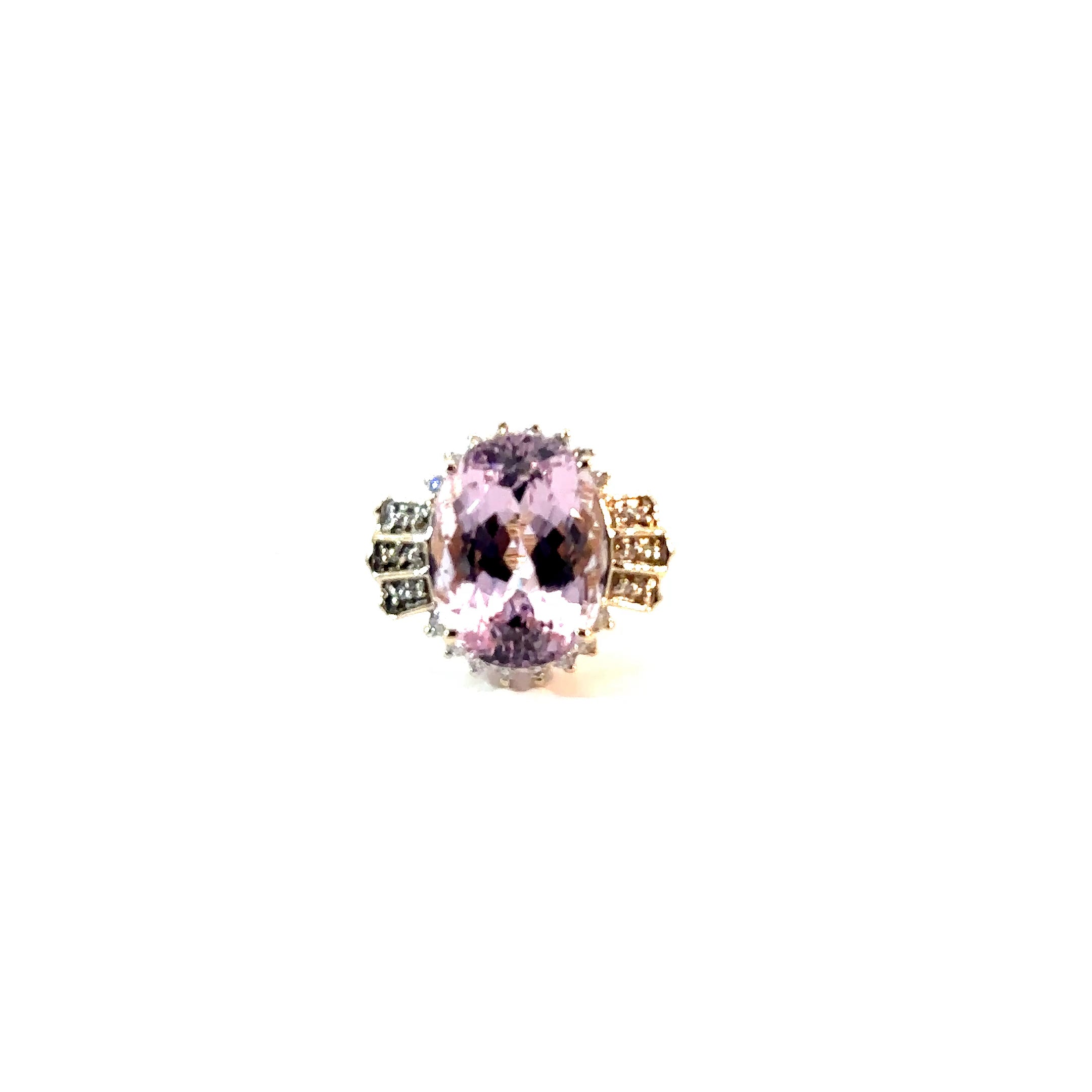 14K Yellow Gold Kunzite and Diamond Estate Ring