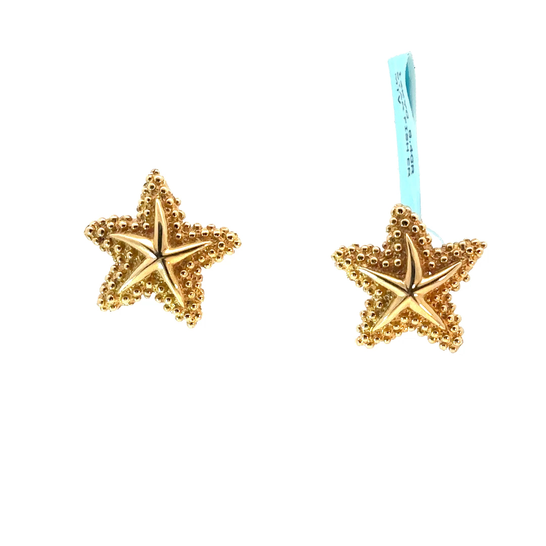 14K Yellow Gold Starfish Earrings & Matching Estate Necklace