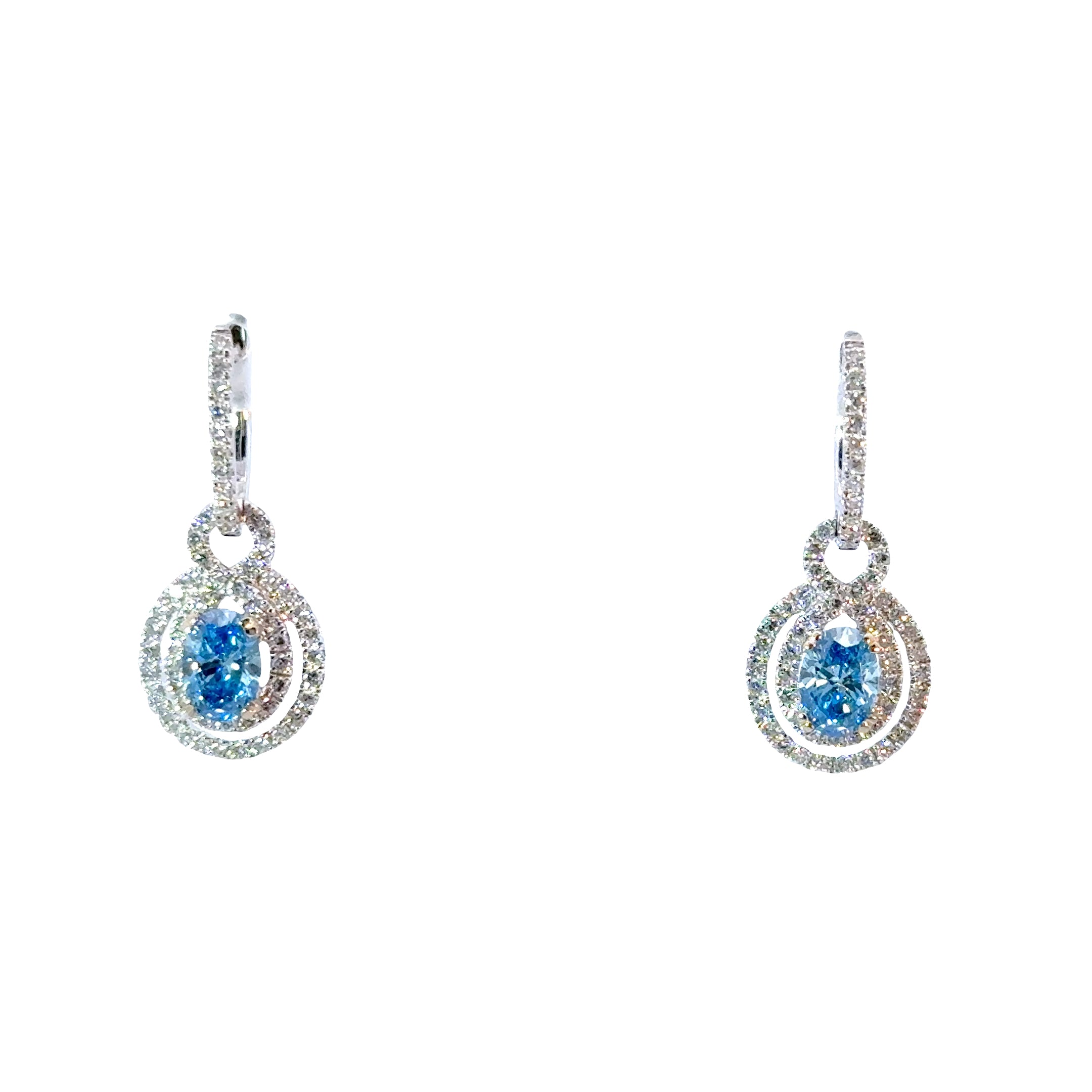 18KW LG Blue & Natural White Diamond Fashion Earrings