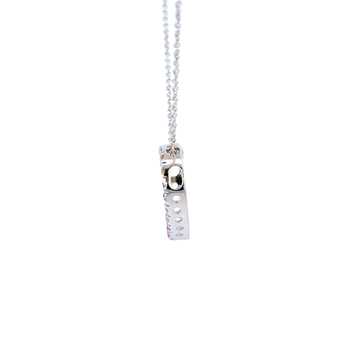 14K White Gold Multicolor Sapphire Heart Pendant