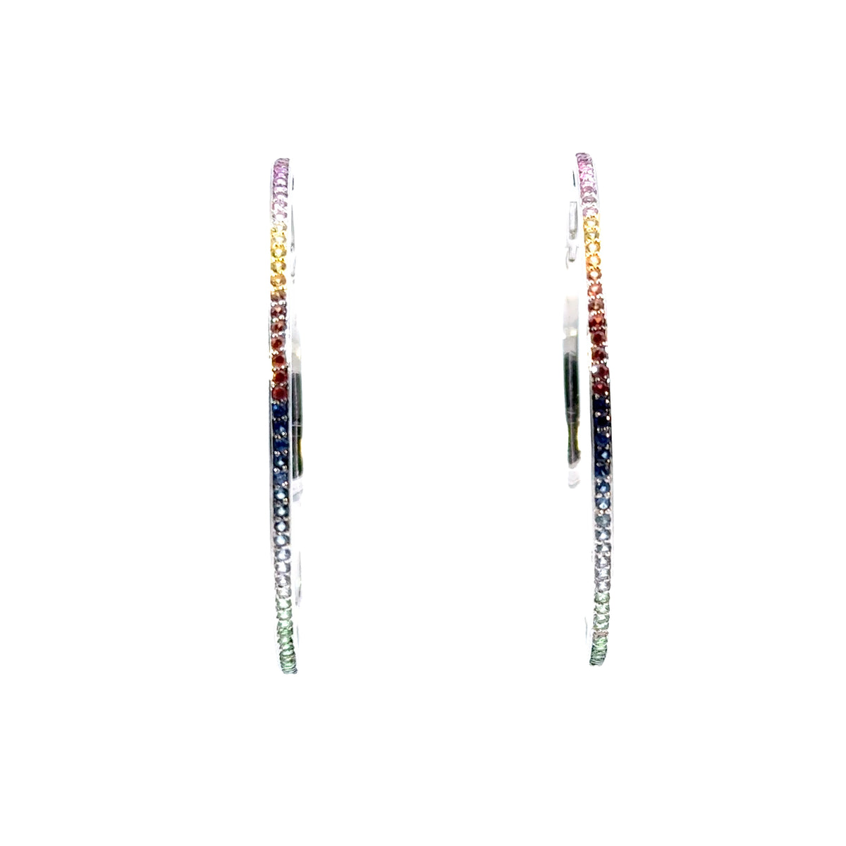 14KW Multicolor Natural Sapphire Hoop Fashion Earrings