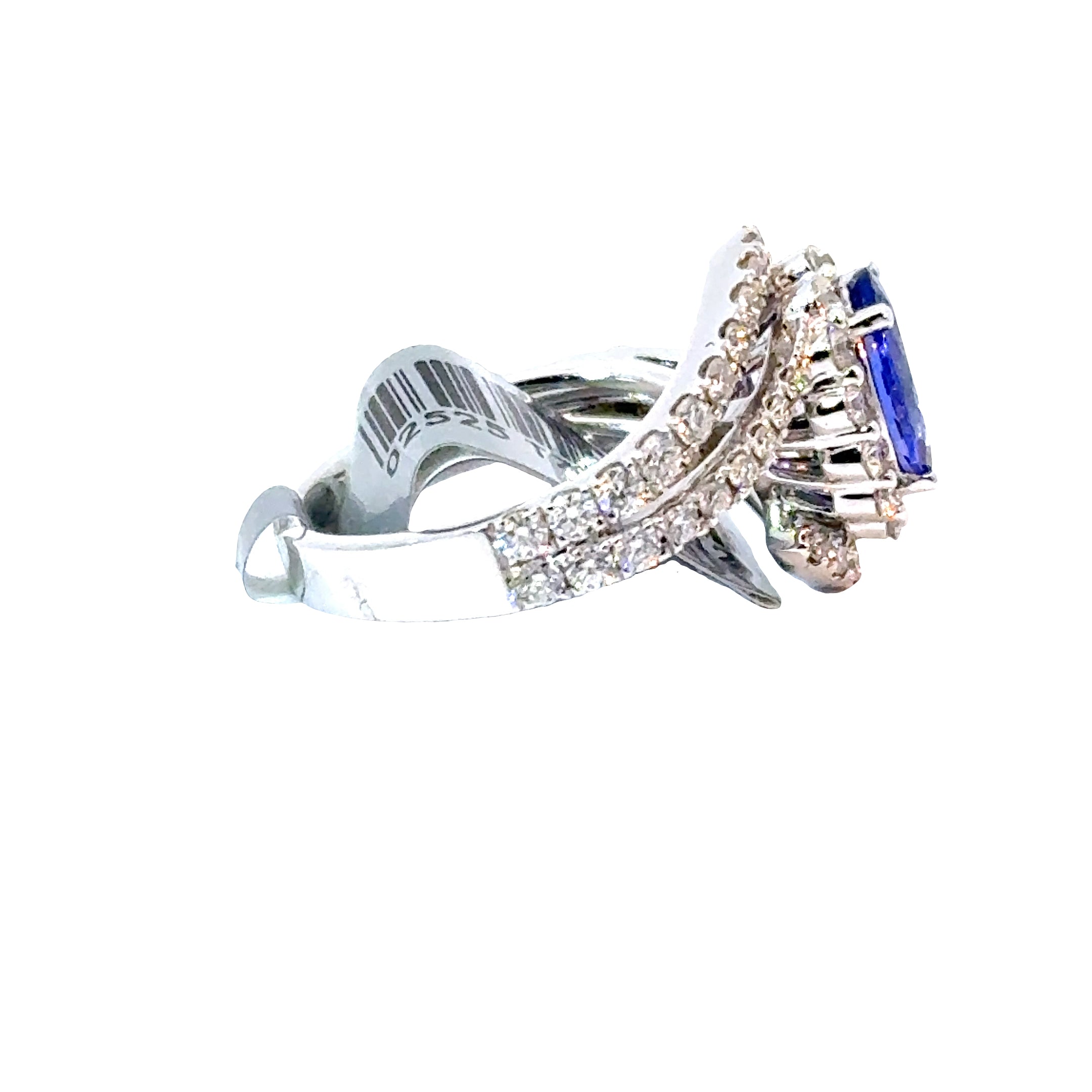 18KW Oval Blue Topaz & Diamond Fashion Ring