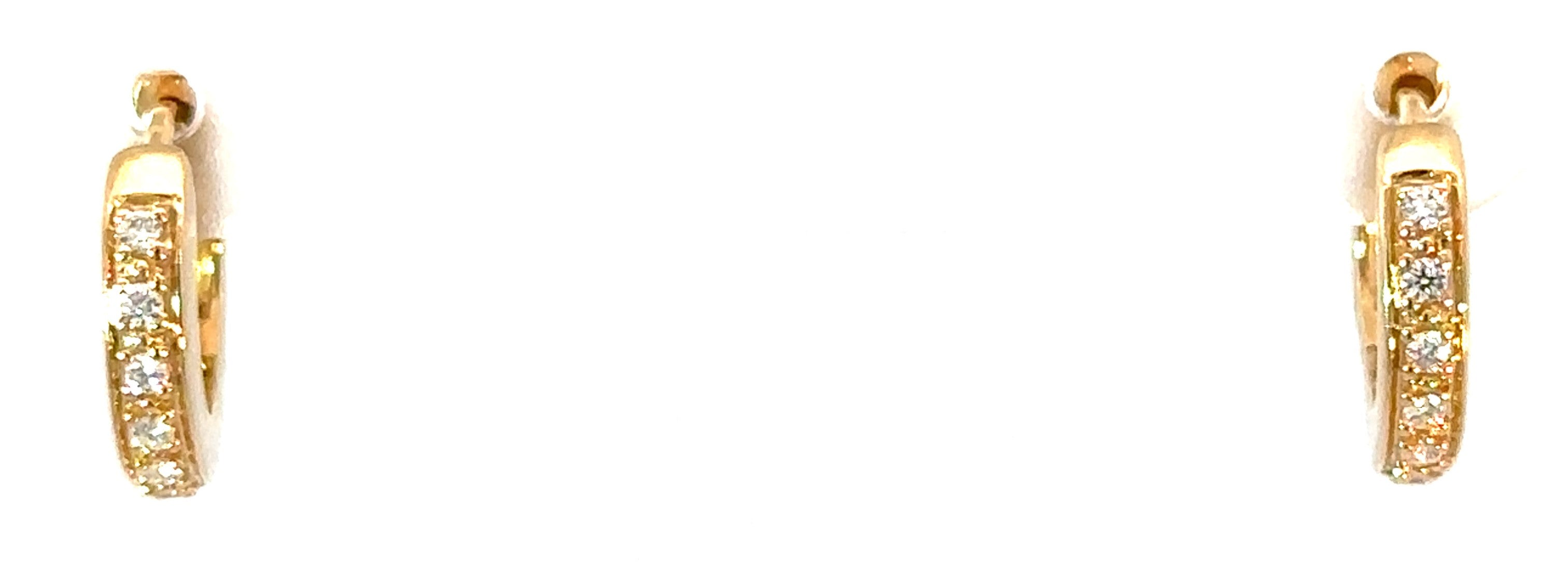 14K Yellow Gold Diamond Huggie Earrings