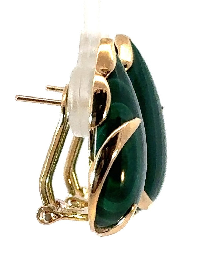 14KY Pear Shaped Malachite Fashion Earrings