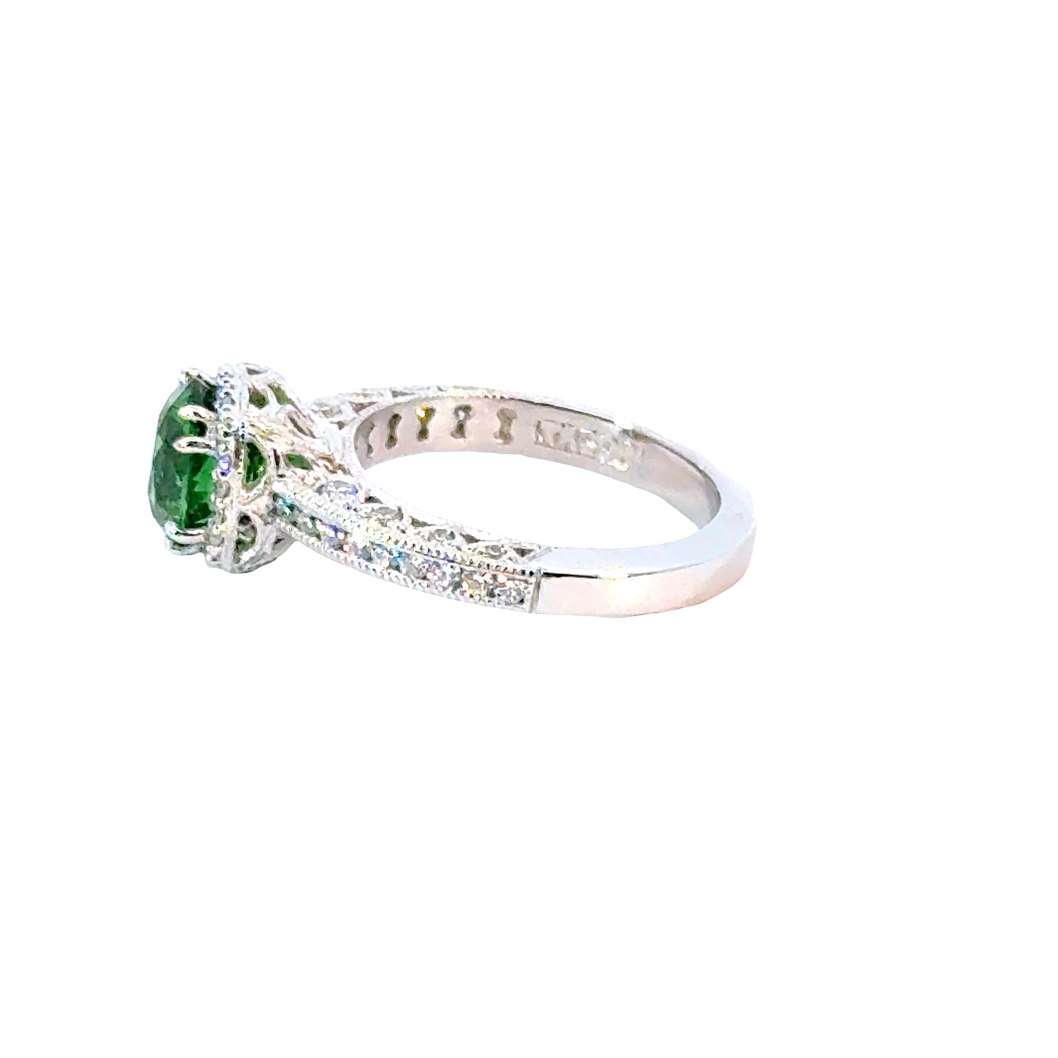 Platinum Tsavorite Garnet and Diamond Custom Ring