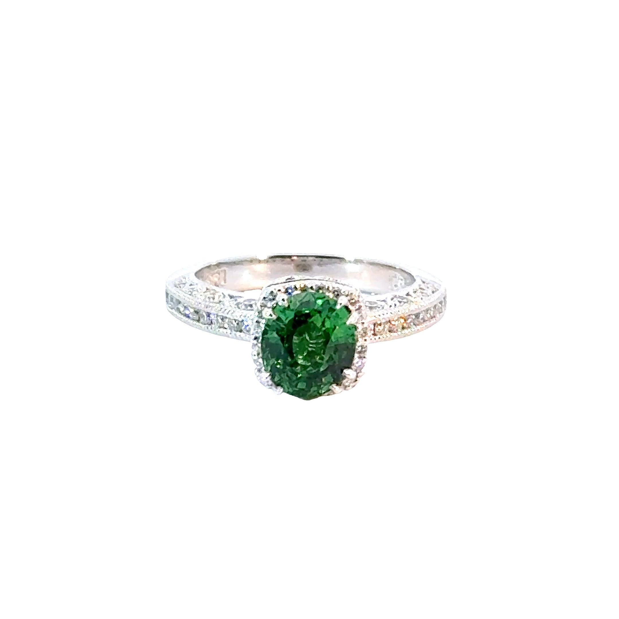 Platinum Tsavorite Garnet and Diamond Custom Ring