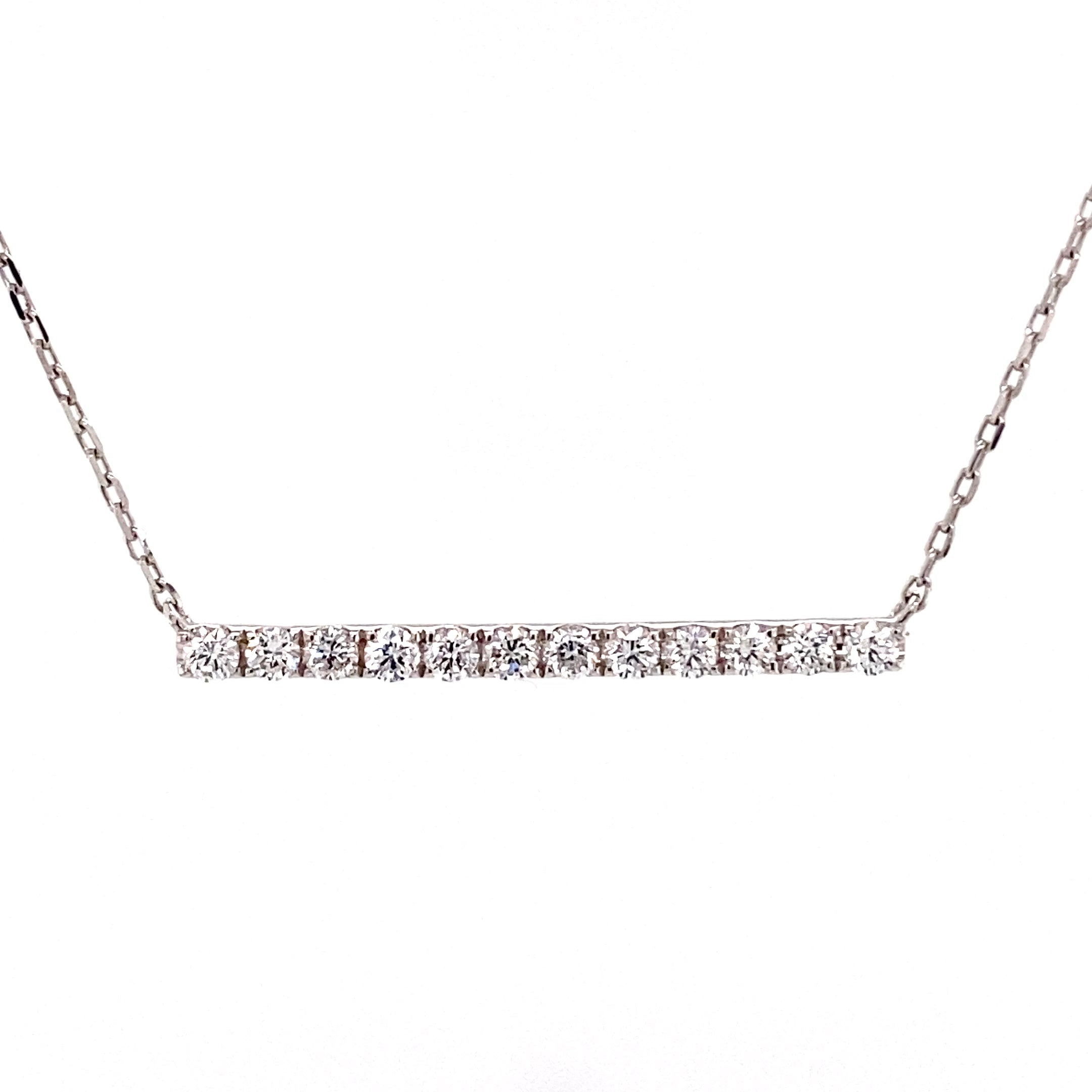 14KW Diamond Sideways Bar Fashion Necklace
