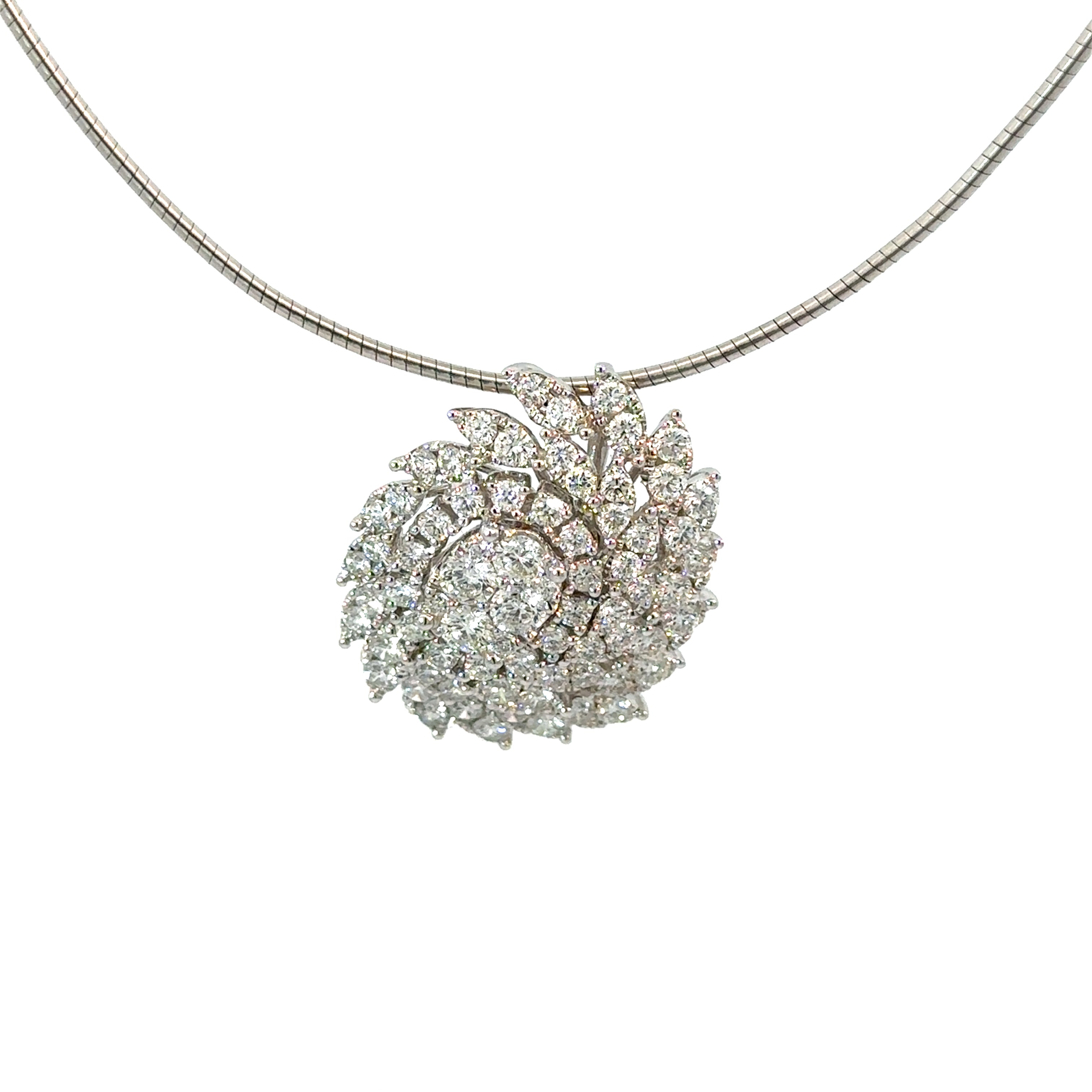 18KW Custom Cluster Diamond Ring & Detachable Pendant All In One