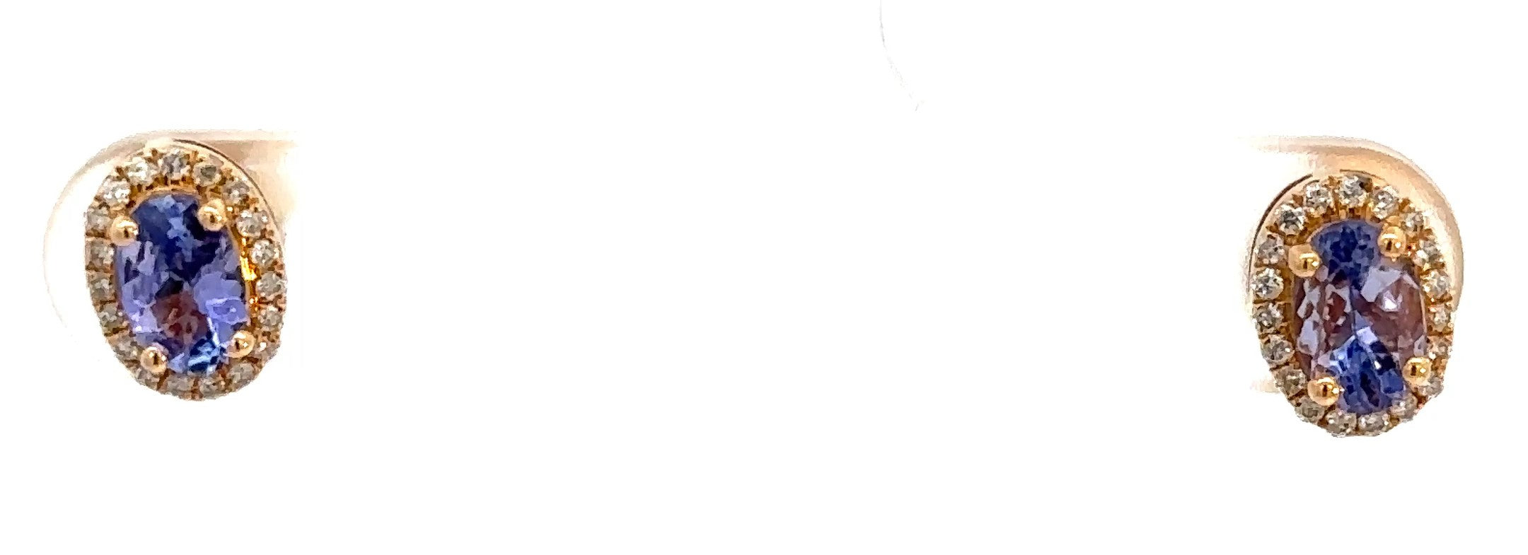 14k Yellow Gold Tanzanite and Diamond Halo Earrings