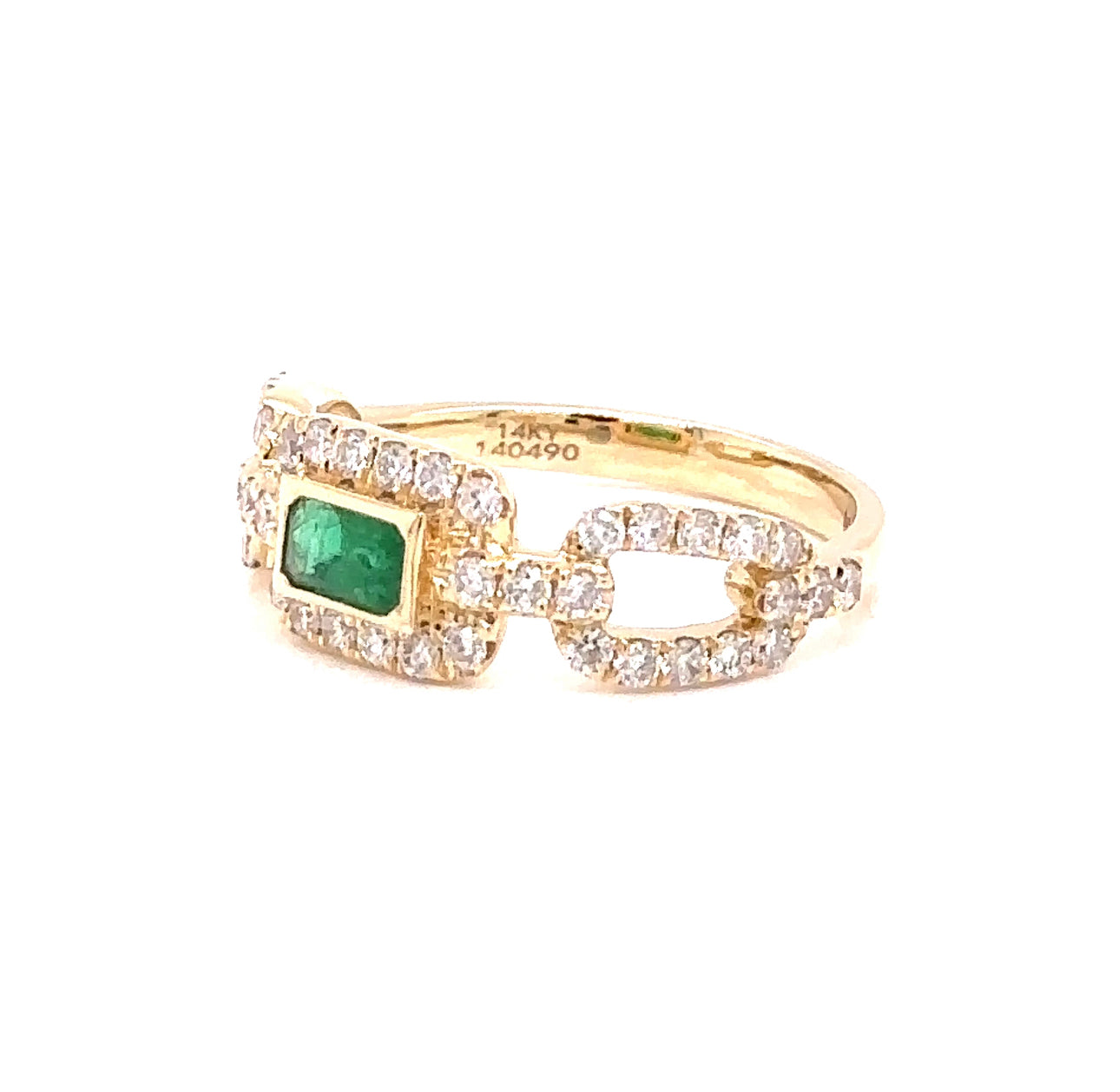 14KY Custom Emerald & Diamond Fashion Ring