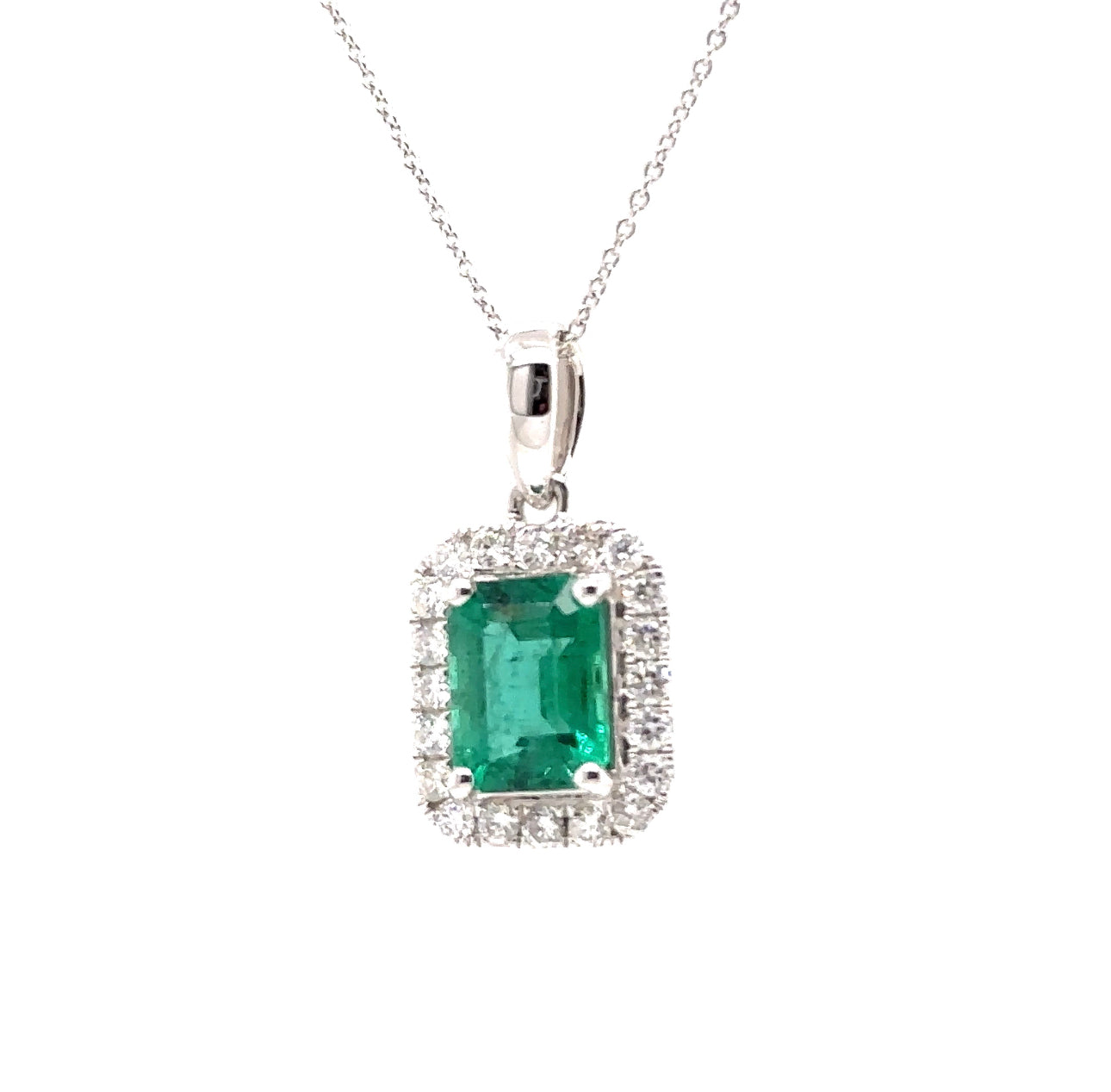 14KW Emerald & Diamond Fashion Pendant