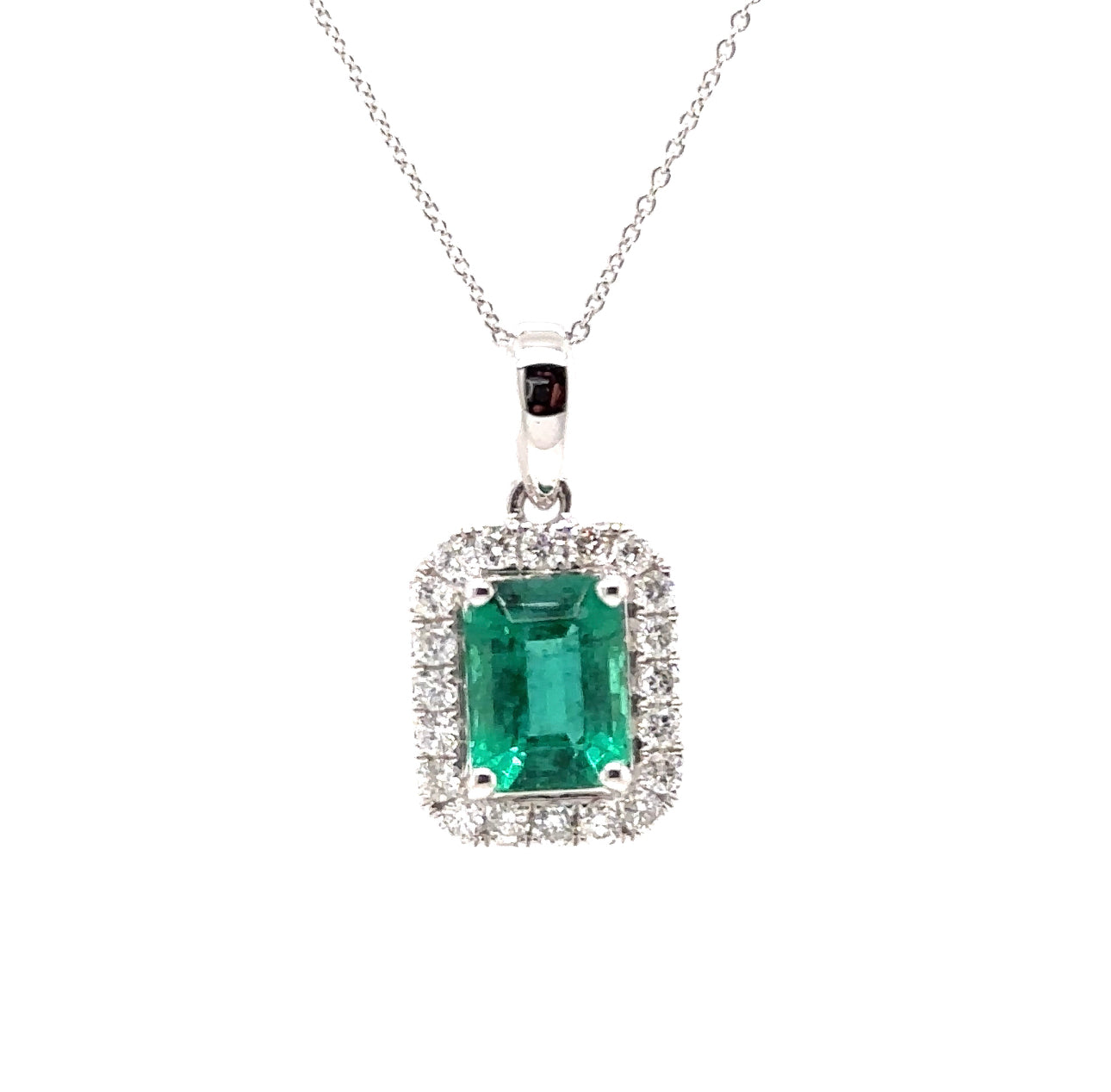 14KW Emerald & Diamond Fashion Pendant