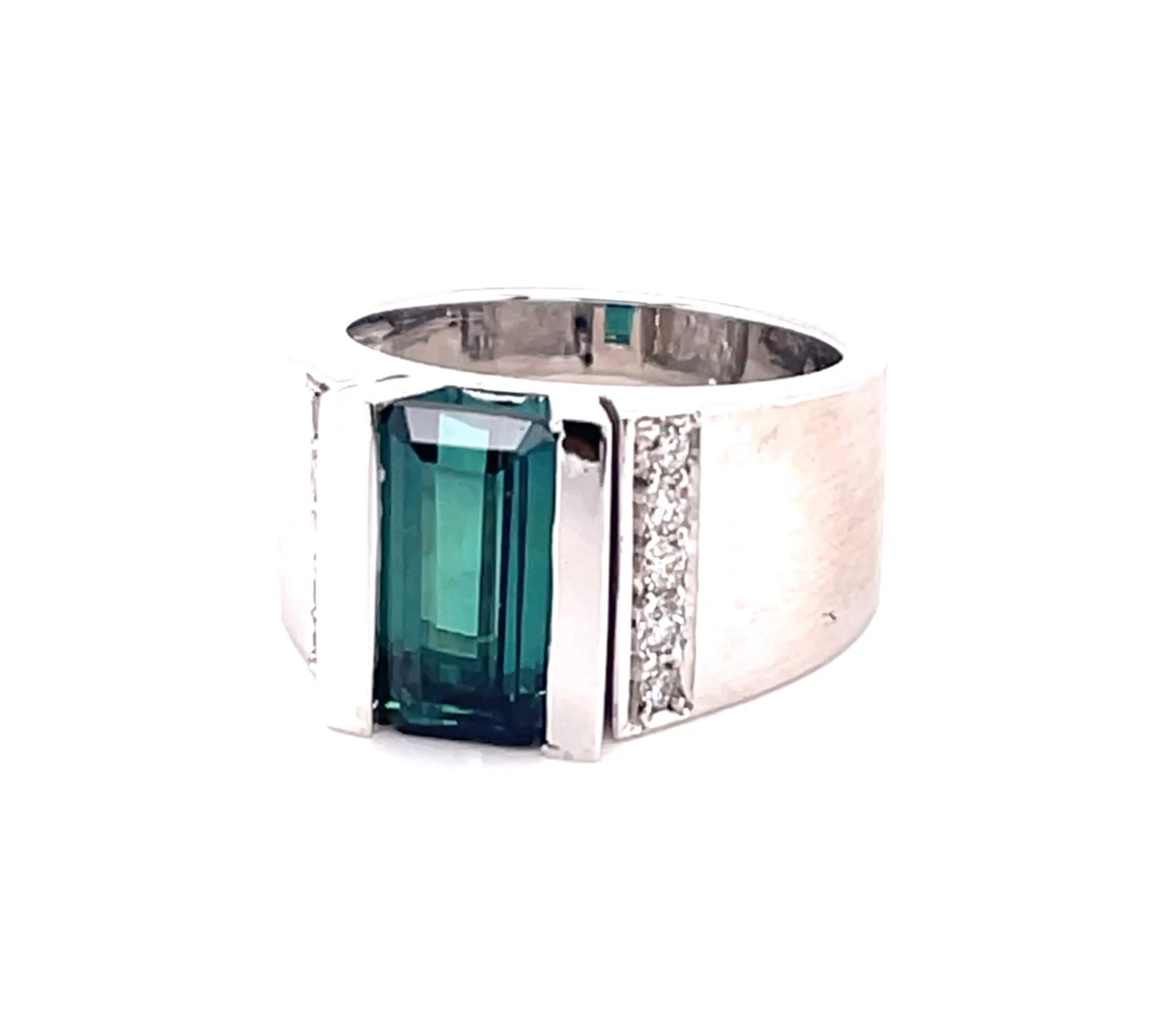 18KW Custom Tourmaline & Diamond Fashion Ring