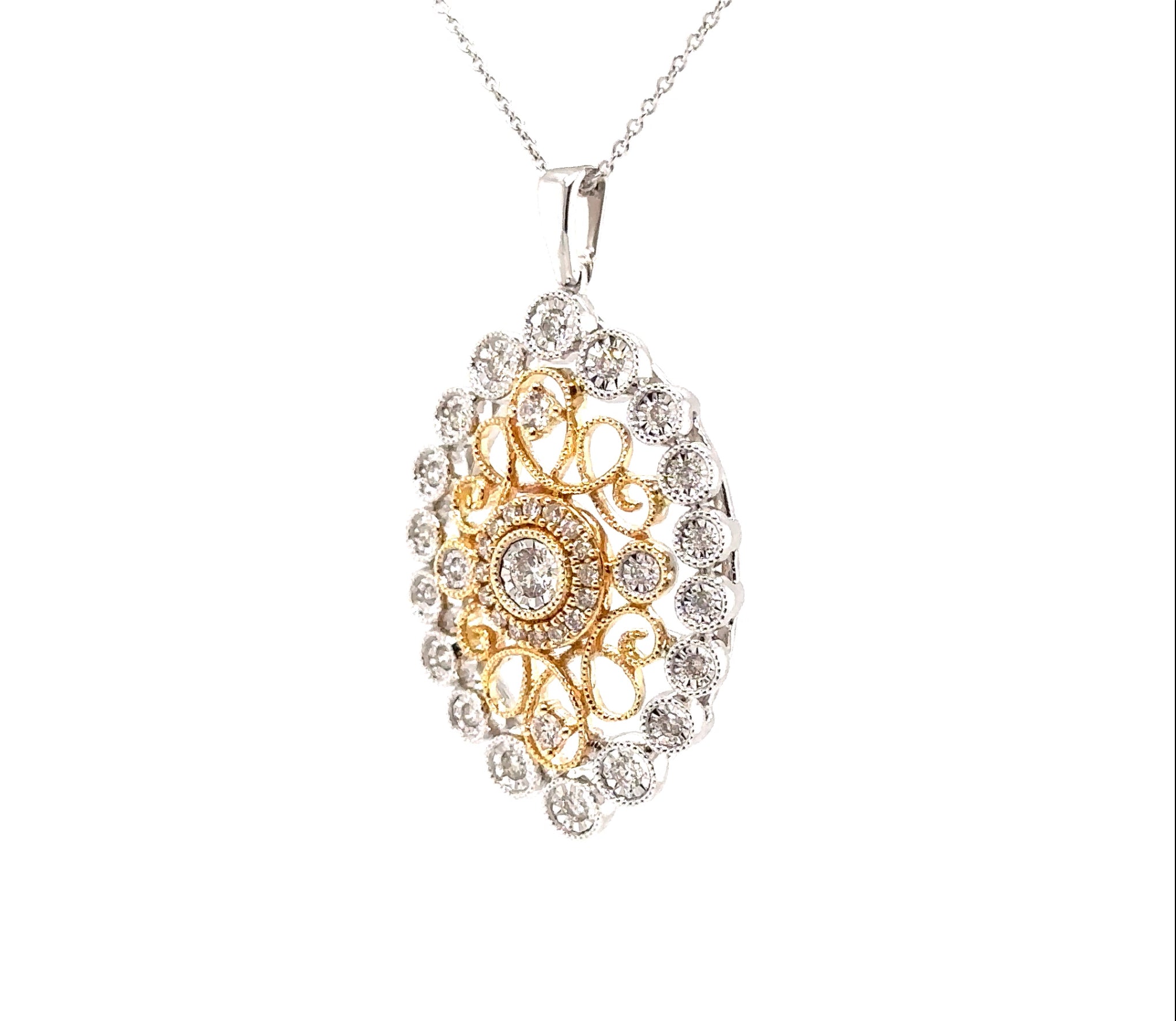 14K T/T Custom Diamond Pattern Fashion Pendant