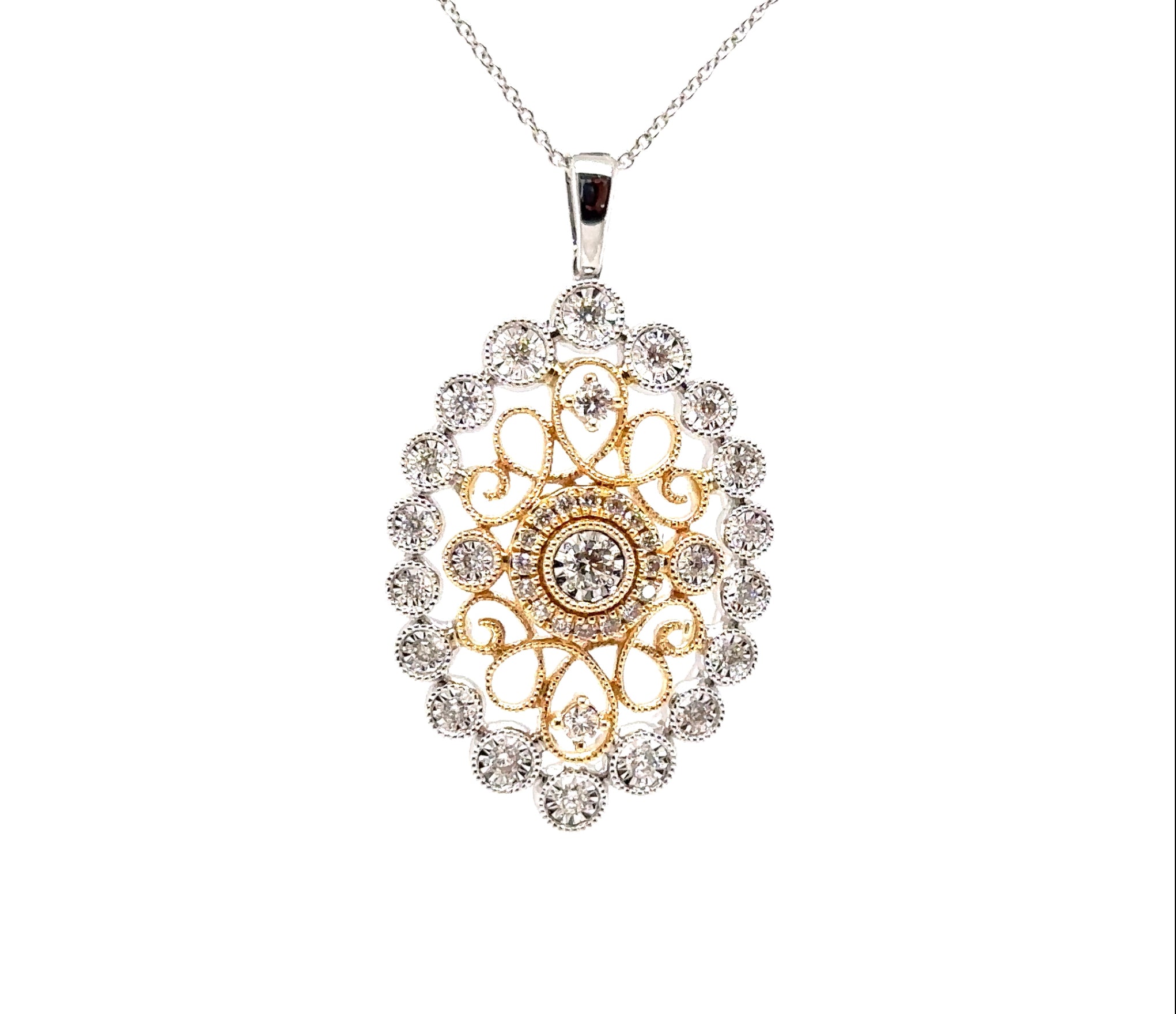 14K T/T Custom Diamond Pattern Fashion Pendant