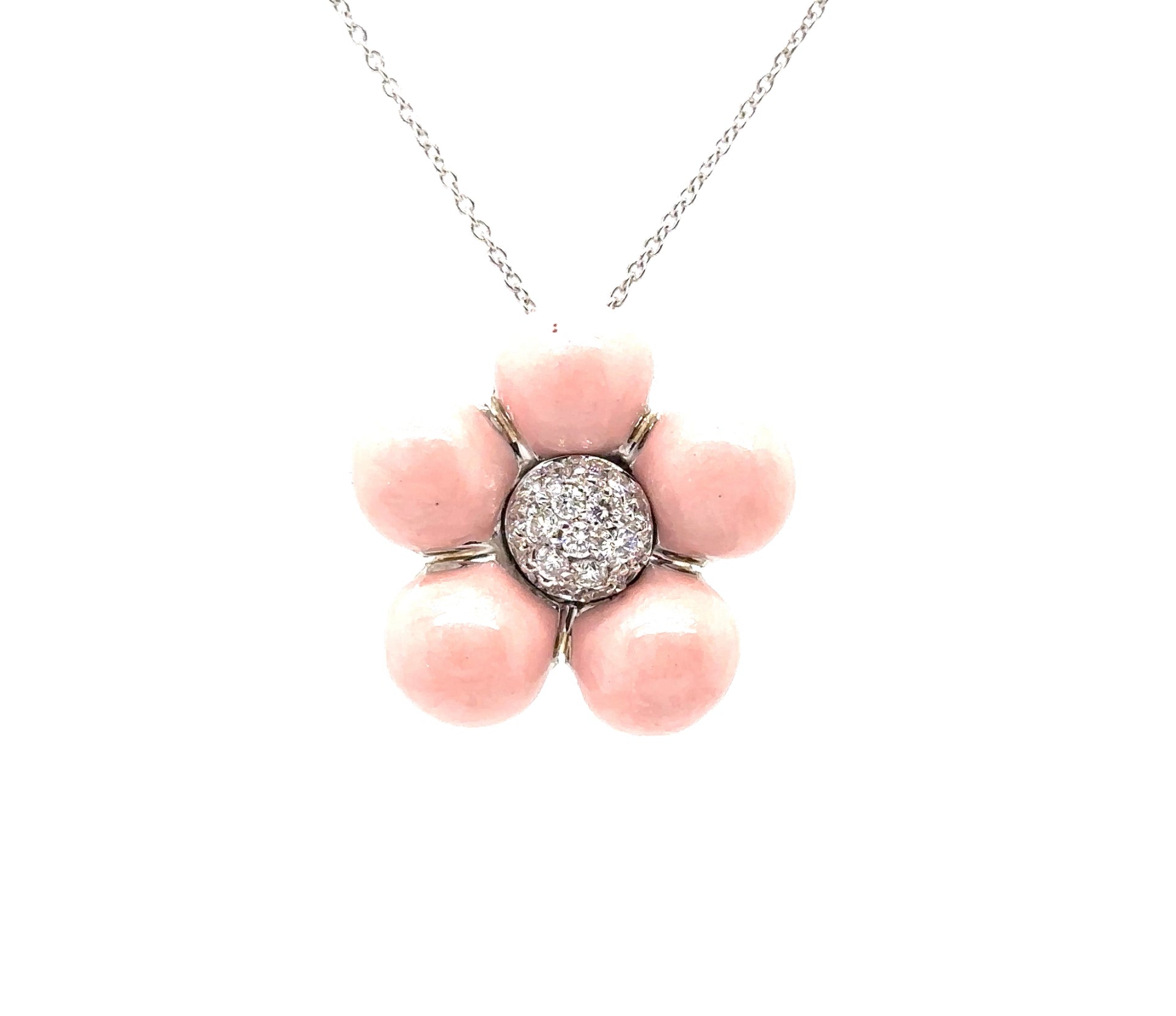 18KW Custom Enamel & Diamond Flower Fashion Pendant