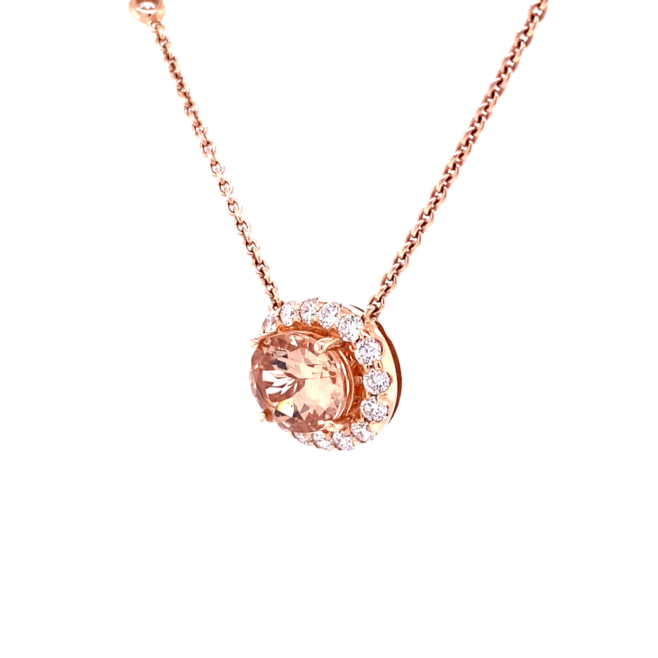 14KR Morganite & Diamond Fashion Pendant