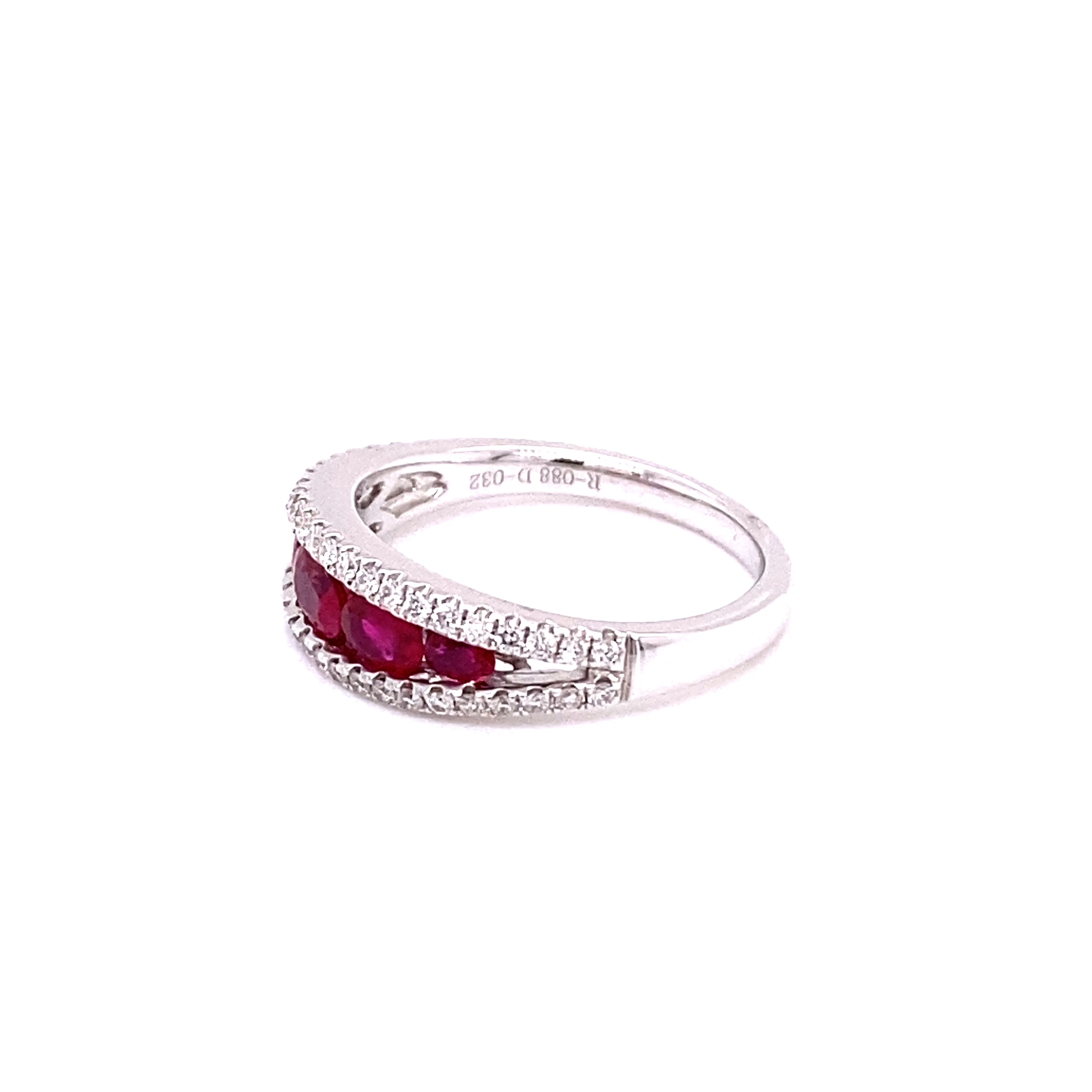 18KW Round Ruby & Diamond Fashion Ring