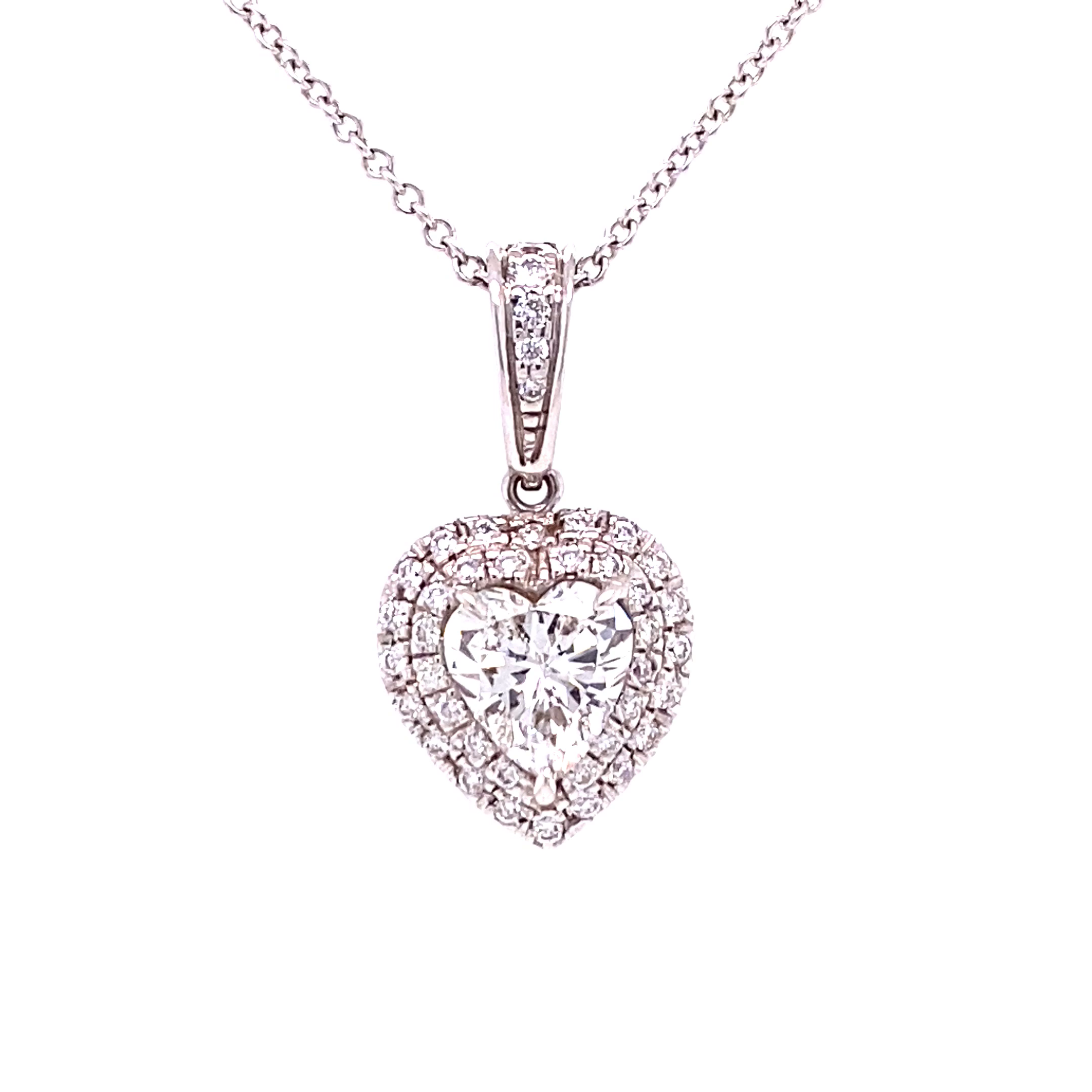 18KW Custom 1.02ct Heart Shaped Diamond Fashion Pendant