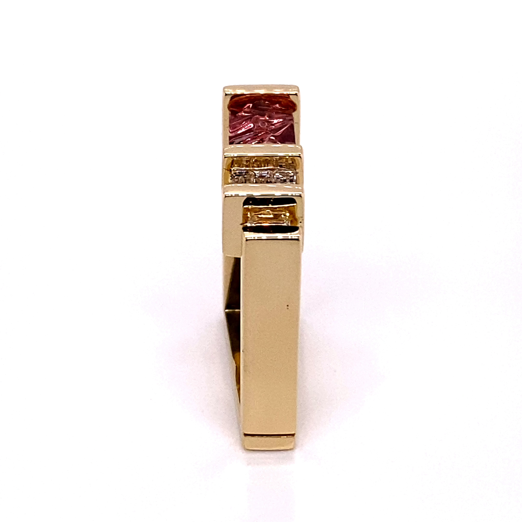 14KY Custom Estate Fantasy Cut Tourmaline And Diamond Fashion Ring