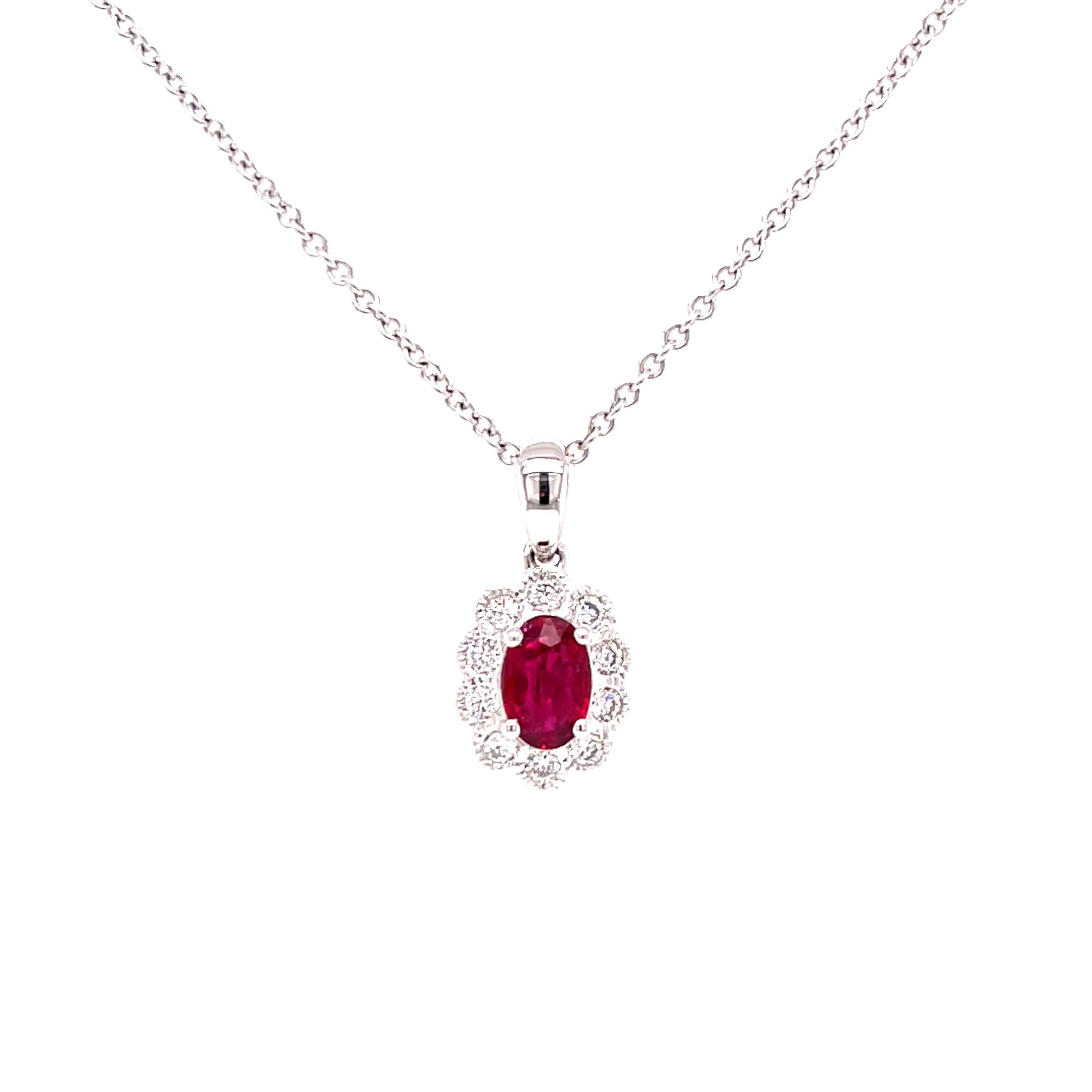 18KW Custom Ruby And Diamond Fashion Pendant