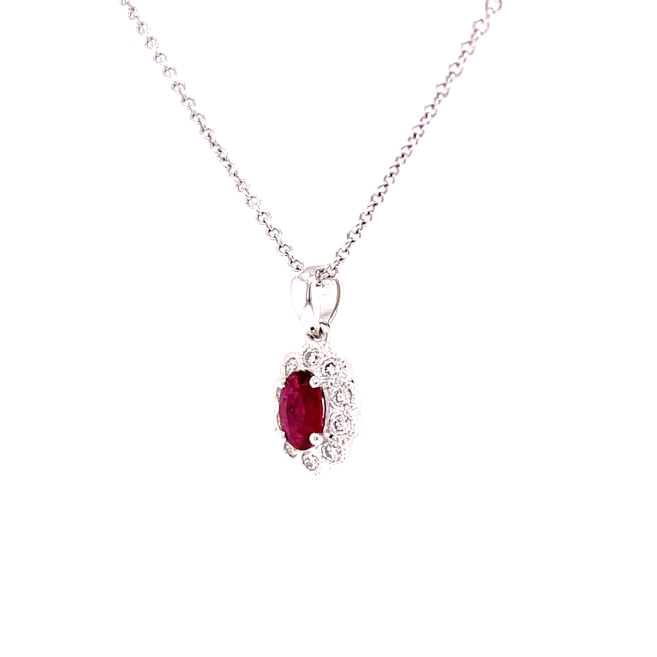 18KW Custom Ruby And Diamond Fashion Pendant