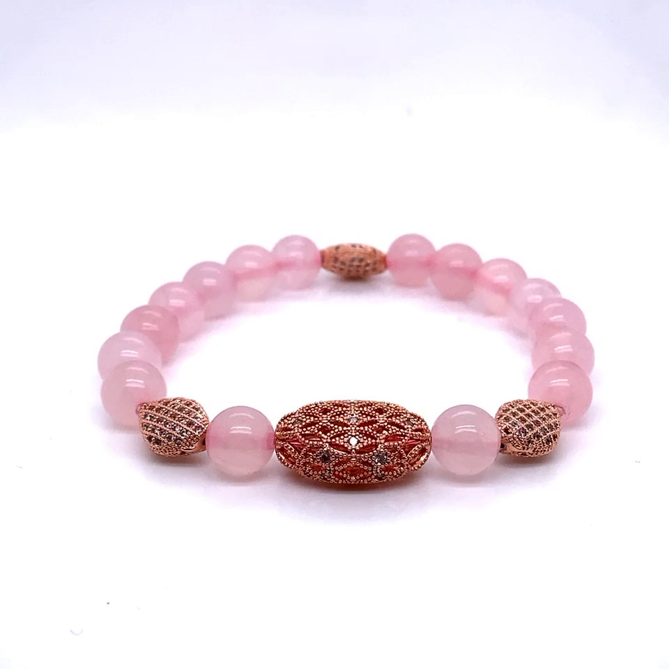 TJS & SK Designs Custom Rose Quartz Fashion Bracelet