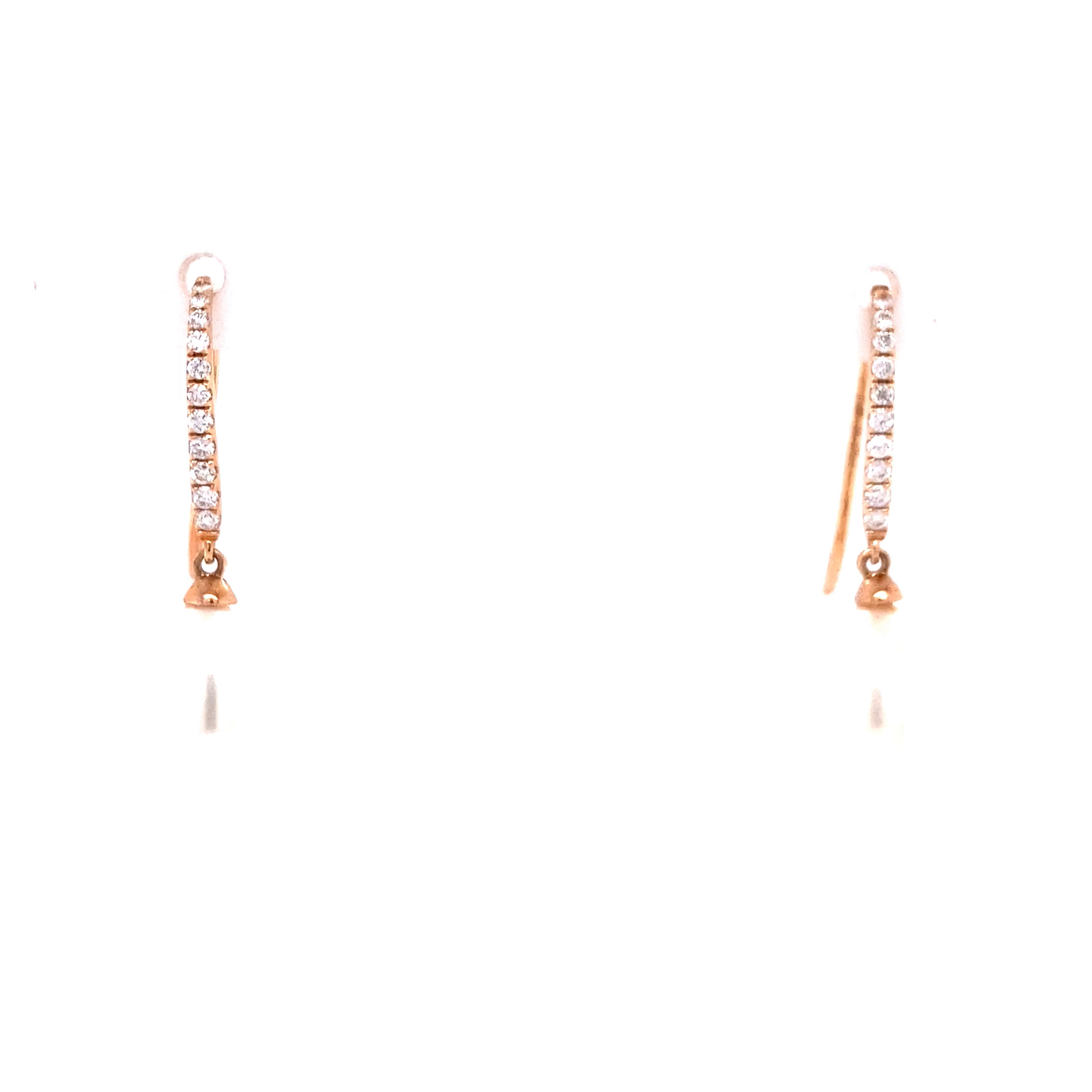 14KR Diamond And Pearl Dangle Fashion Earrings