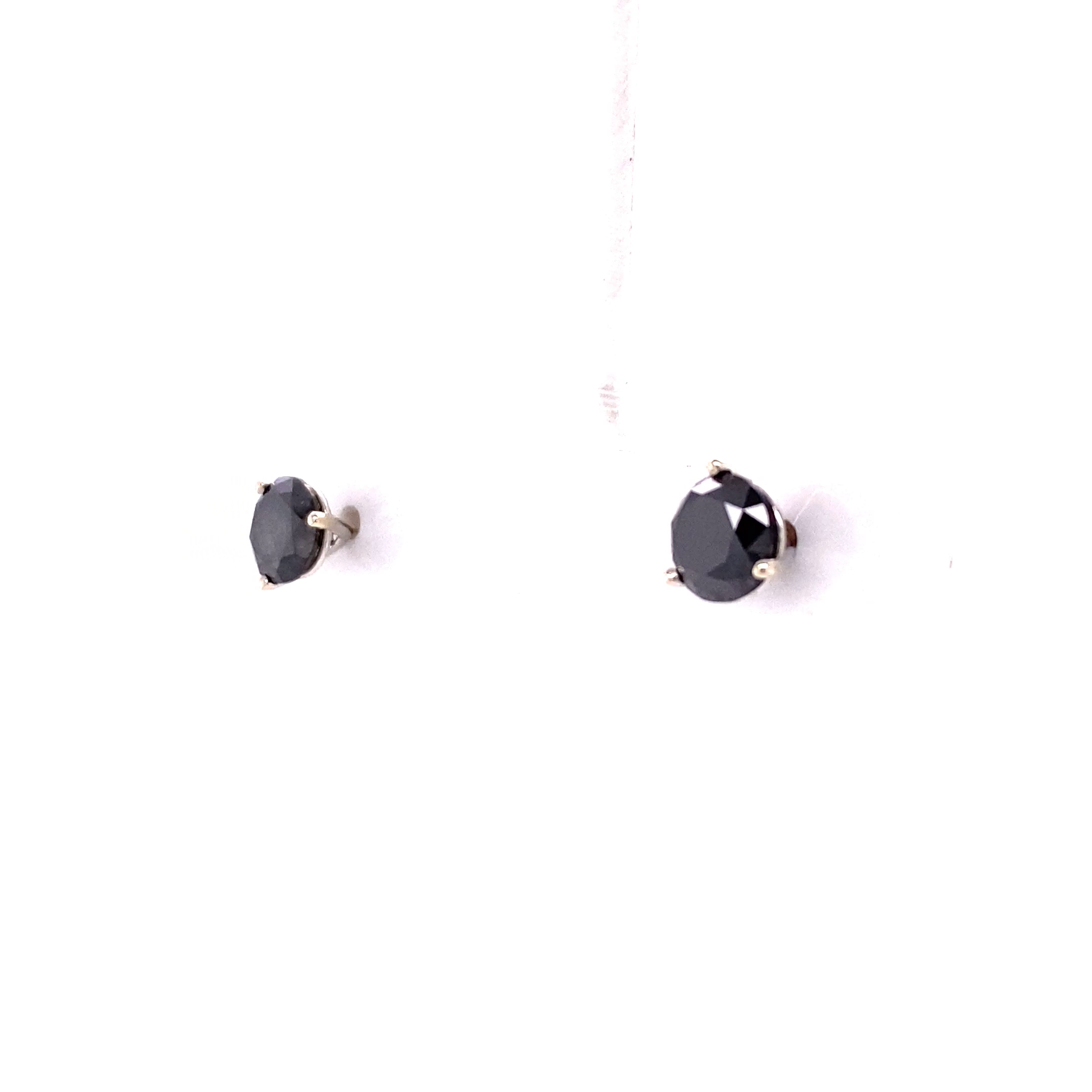 14KWG Black Diamond Stud Earrings