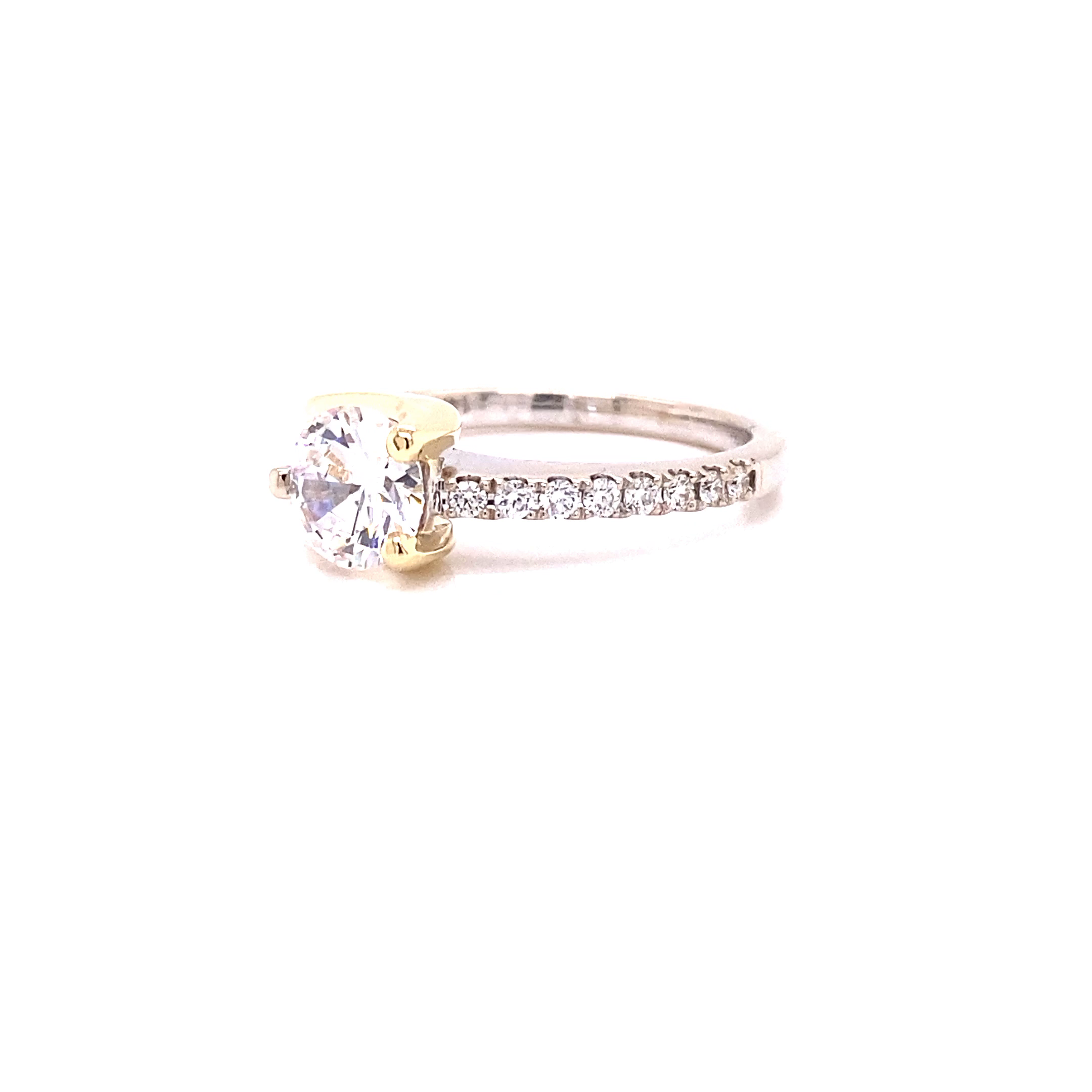 14K T/T Custom Diamond And CZ Engagement Ring