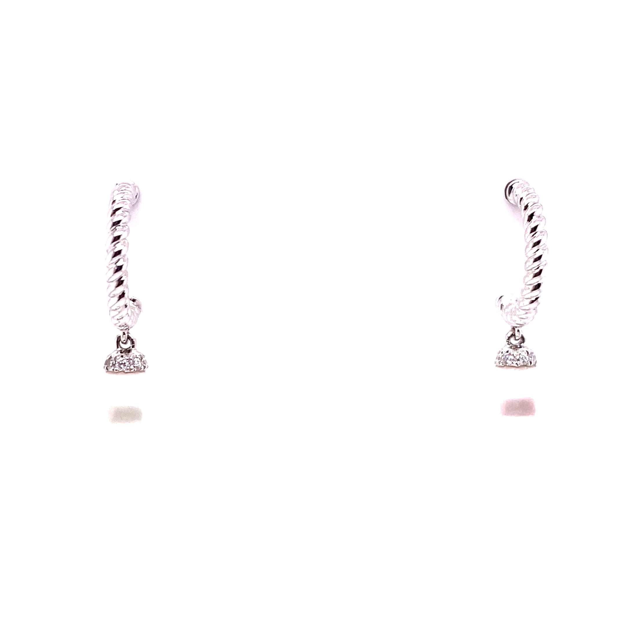 14KW Natural White Pearl & Diamond Hoop Fashion Earrings