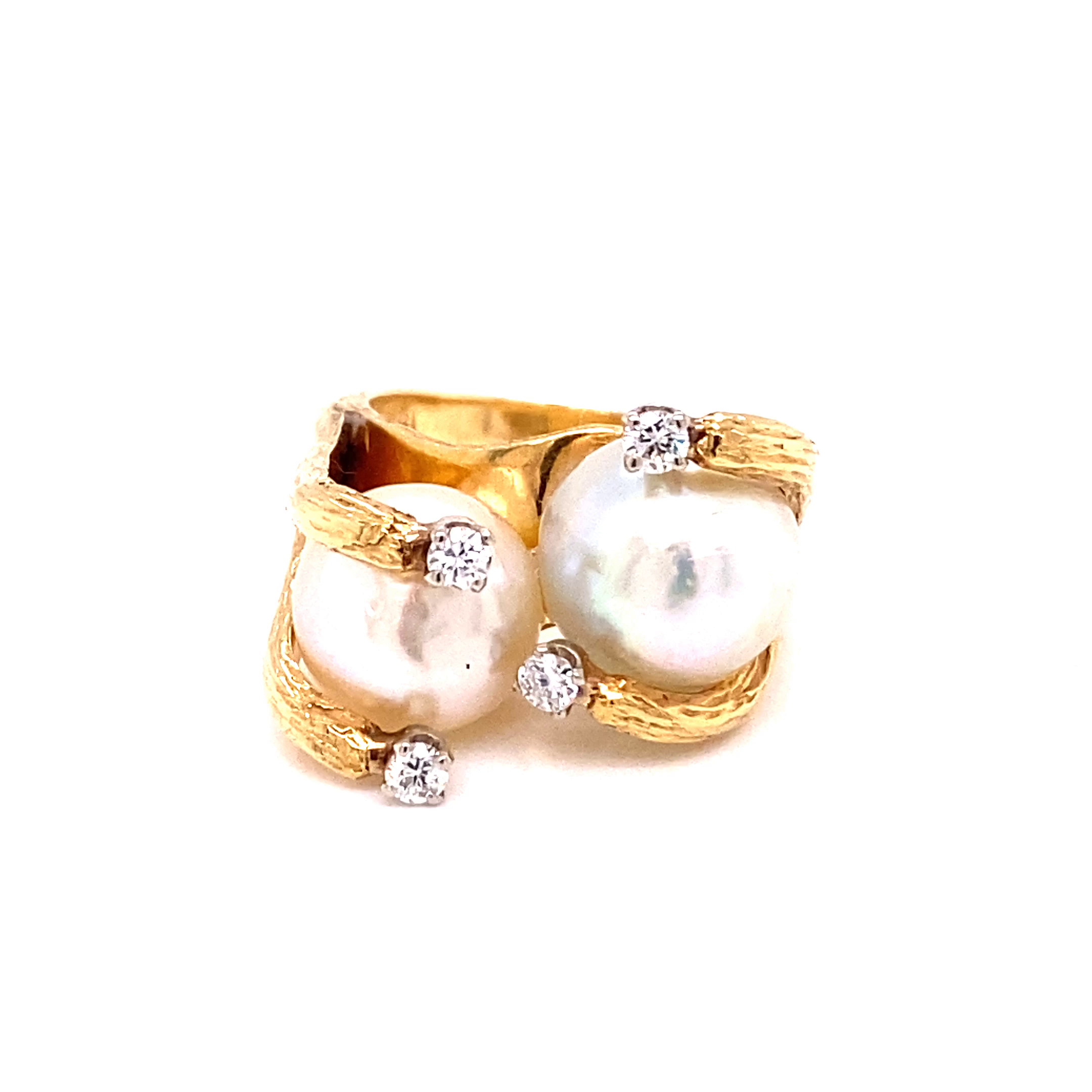 14KY Pearl And Diamond Fashion Ring