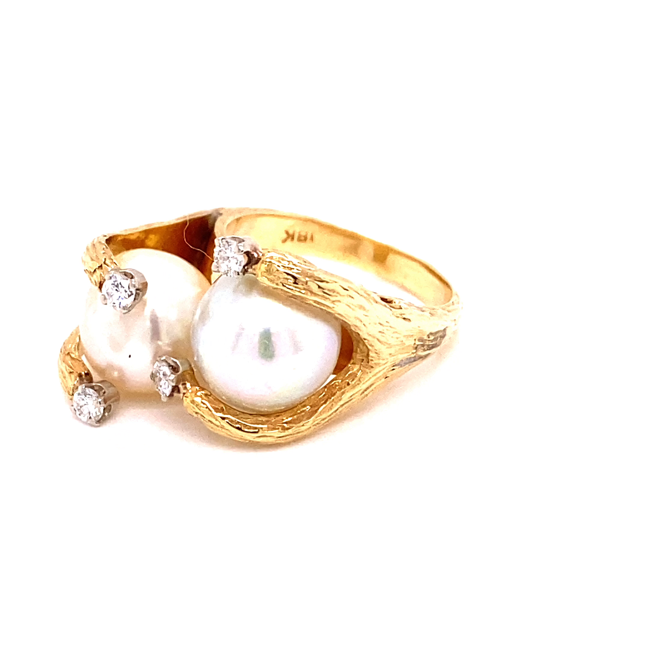 14KY Pearl And Diamond Fashion Ring