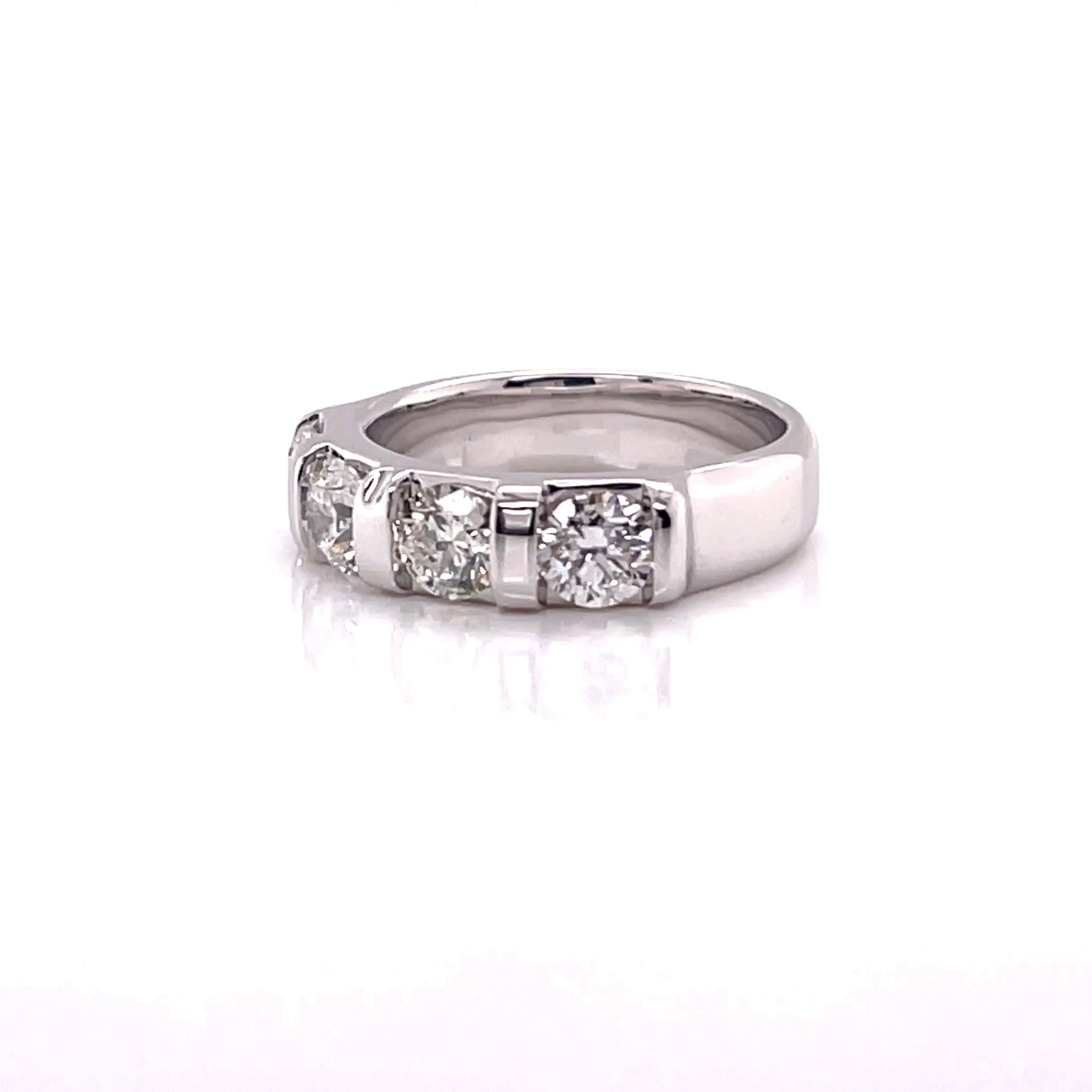 18KW Custom 4-Diamond Band Fashion Ring