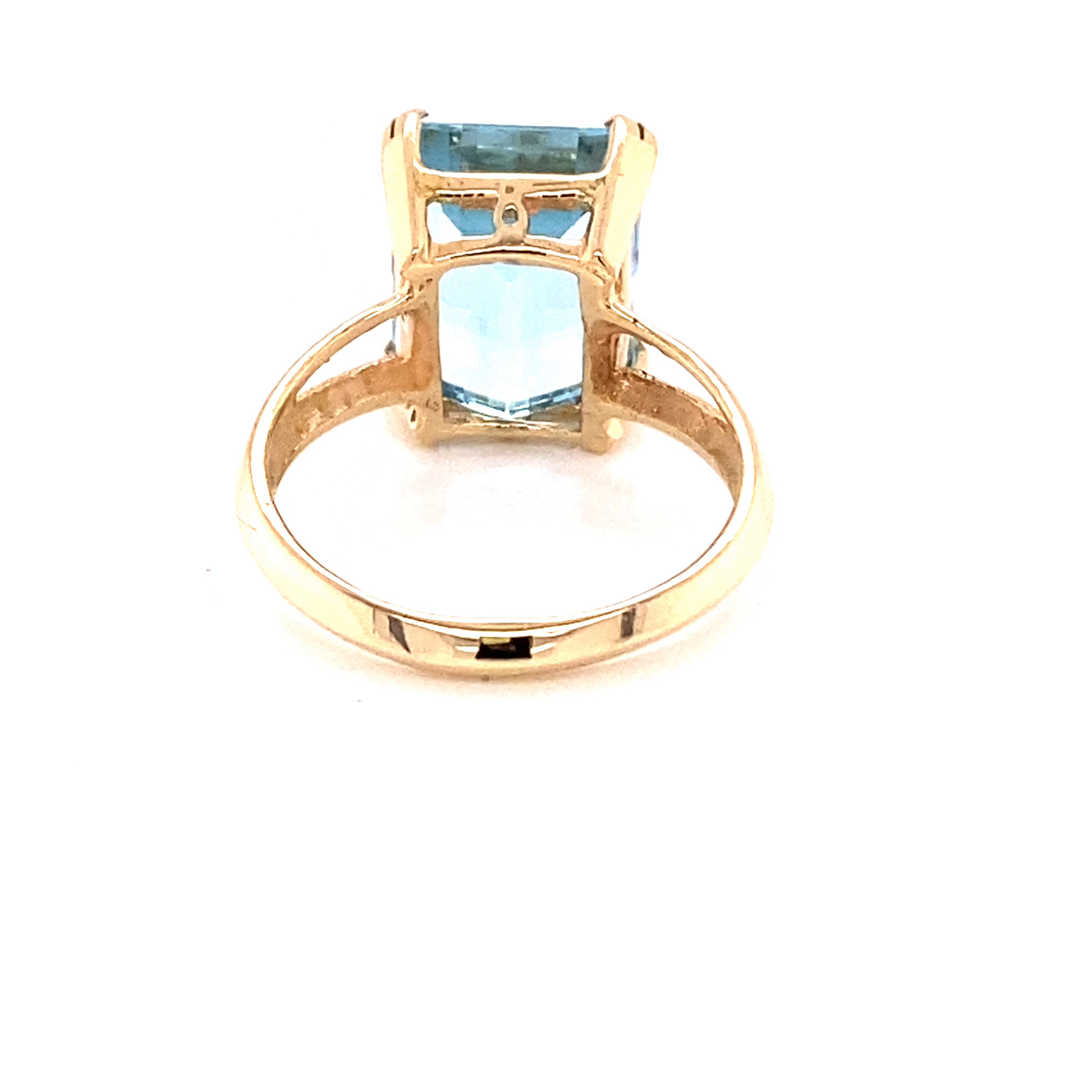 14KY Custom Blue Aquamarine Fashion Ring
